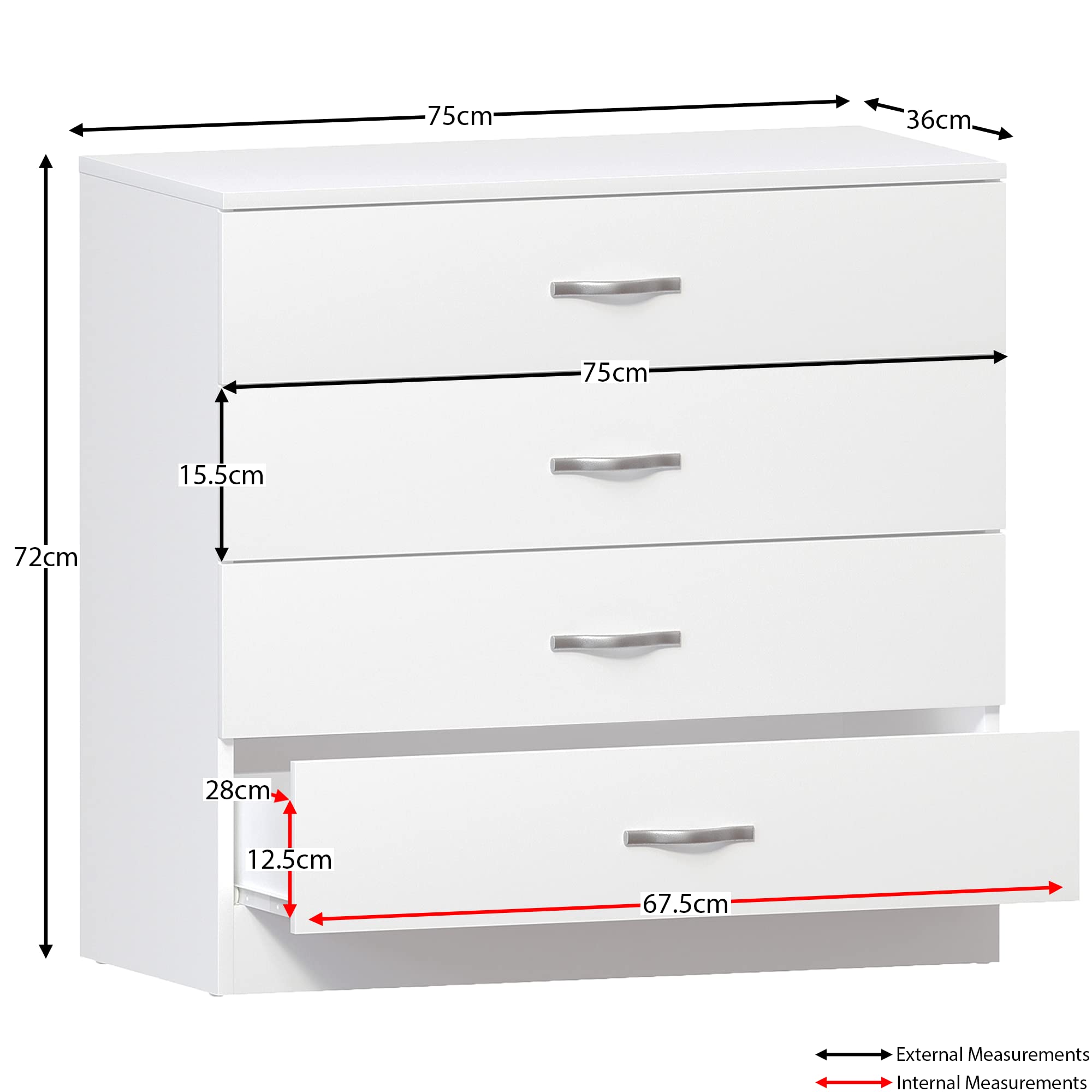 Vida Designs Riano 4 Drawer Chest of Drawers | MDF & Chipboard | White Finish 2