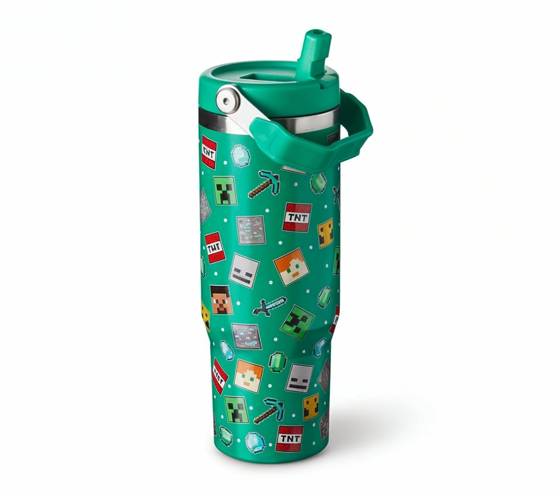 HOX Minecraft 900ml Thermal Travel Mug Water Bottle Tumbler - Leakproof Straw & Handle 6