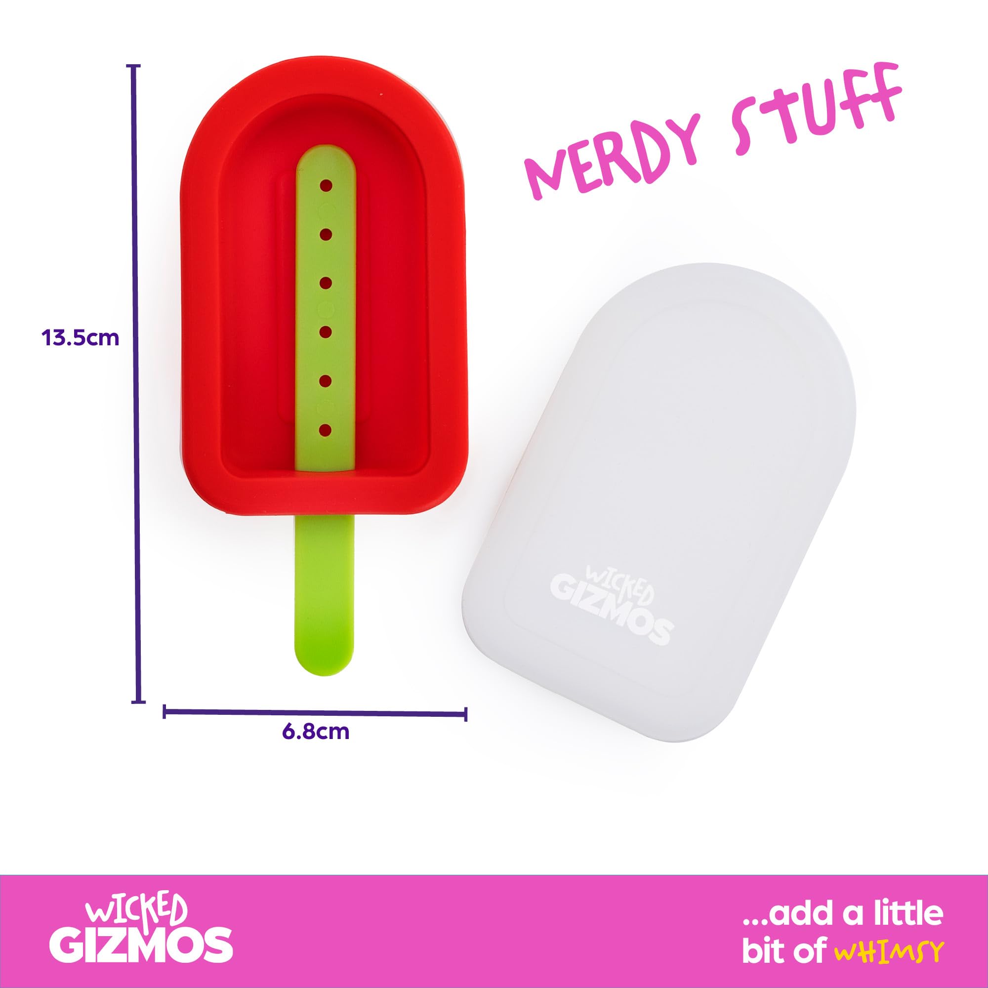 WICKED GIZMOS 4 Reusable Silicone Ice Lolly Moulds - BPA Free, Dishwasher Safe | Red/Purple 7