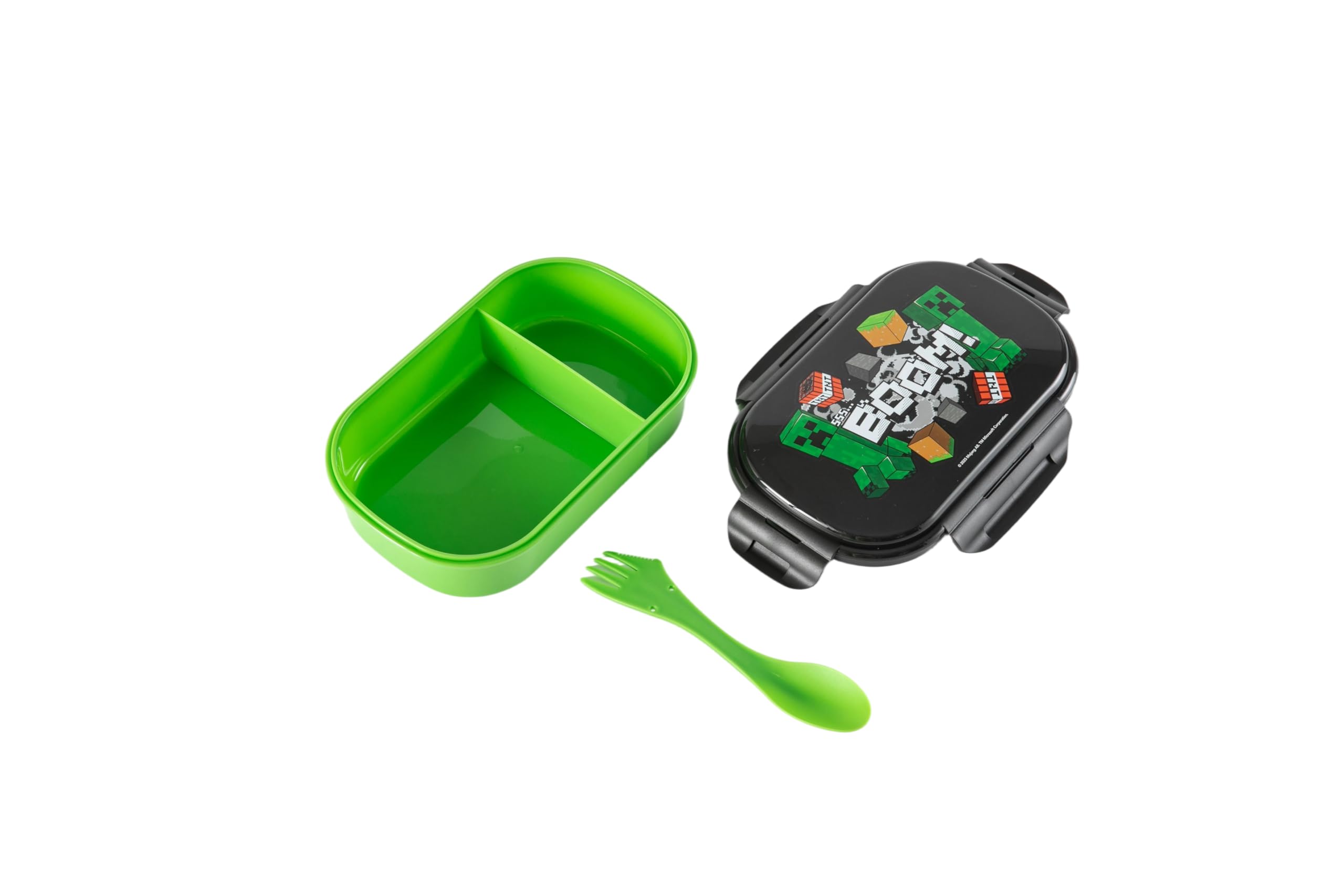 HOX Minecraft Creeper BOOM Bento Lunch Box with Spork | 2 Compartments | Leak-Proof Seal 9