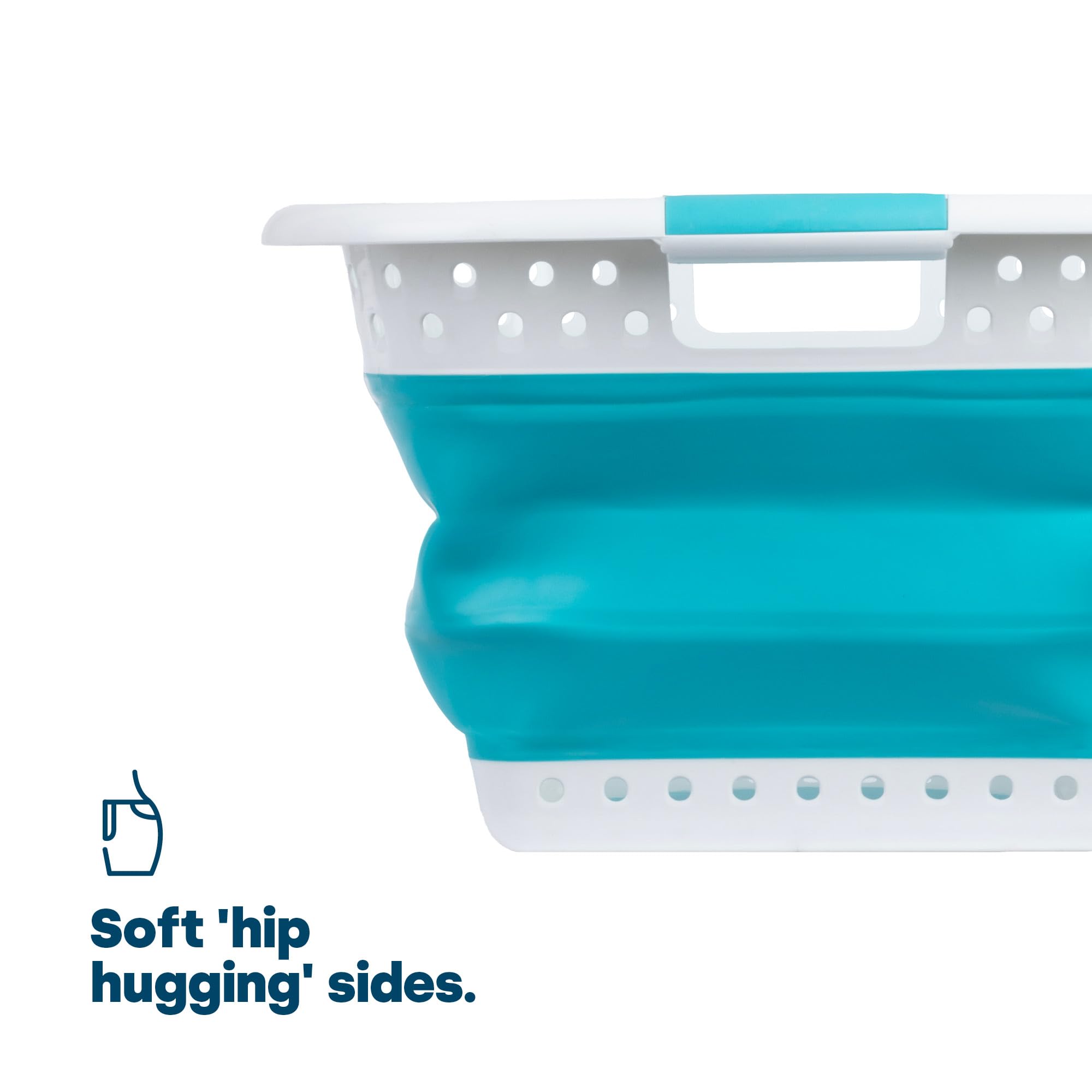 LIVIVO Collapsible Laundry Basket 58L - Foldable with Carry Handles | Turquoise 6