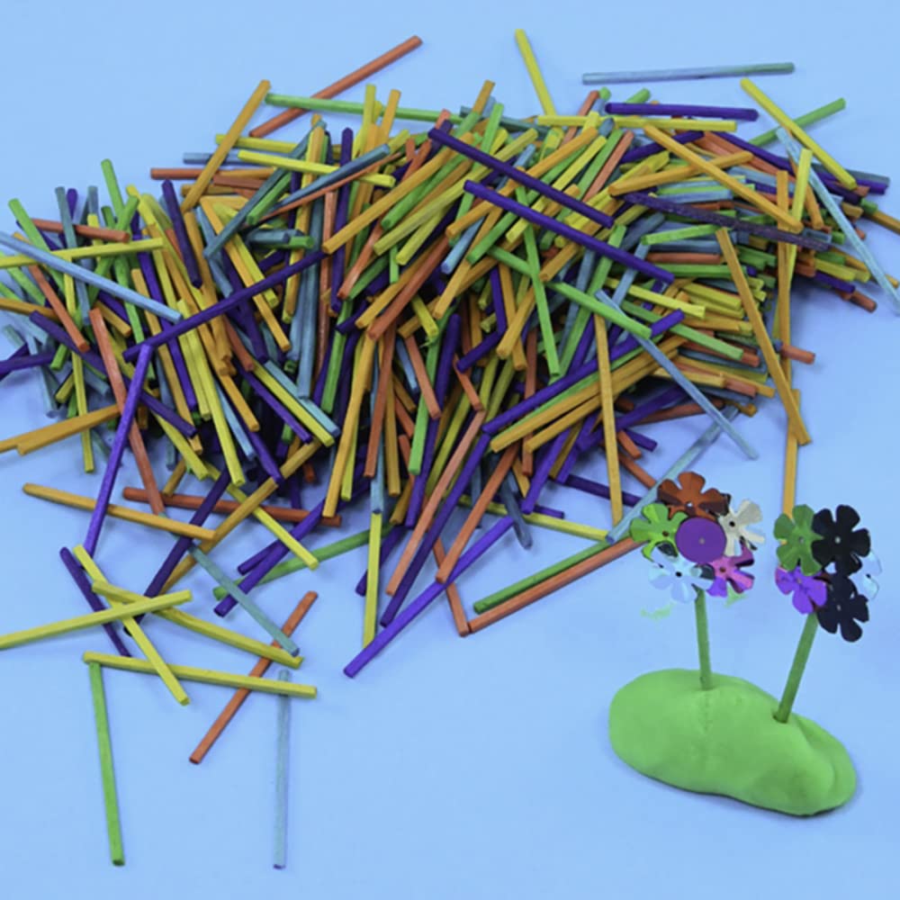 Craftplay Coloured Crafting Matchsticks - Pack of 1000 Assorted Wood Sticks | 50mm Length