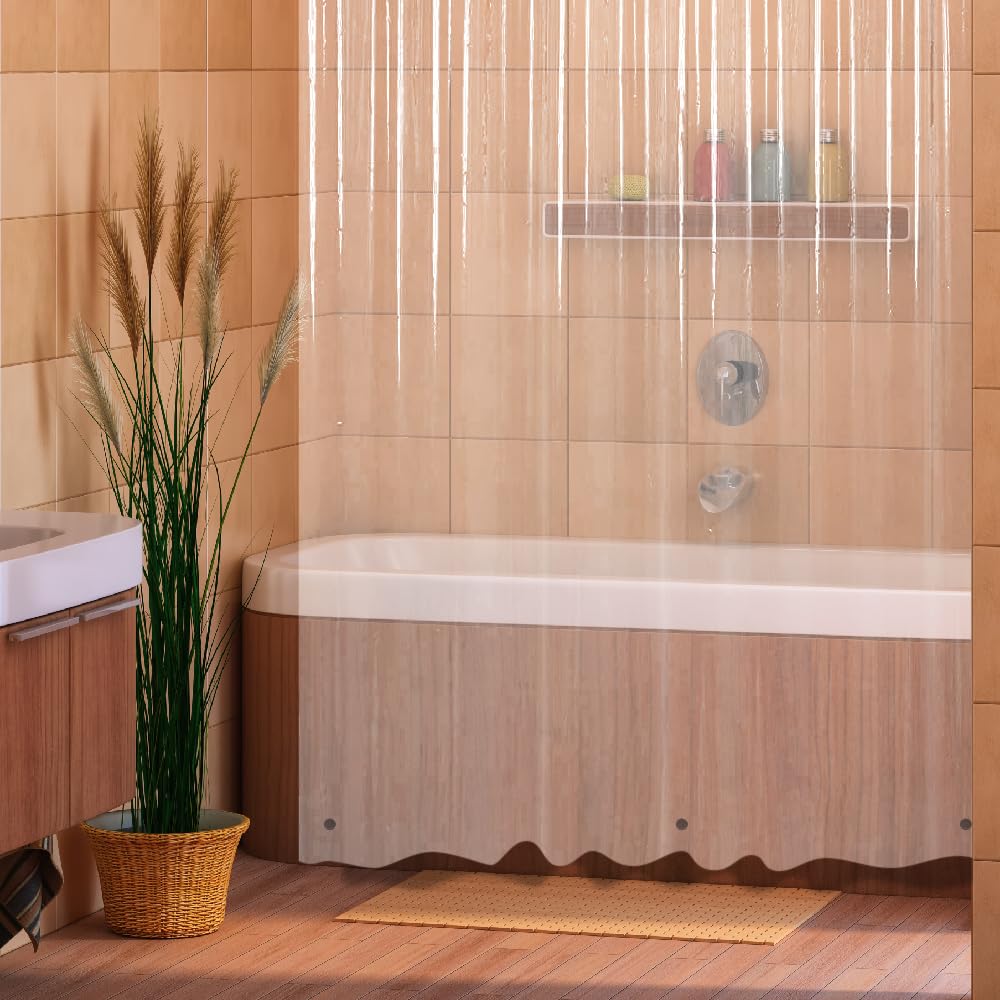 ANSIO ARVO Clear Shower Curtain Liner - PEVA Waterproof, Mould Resistant | 180 x 180 cm (71 x 71 Inch) 4