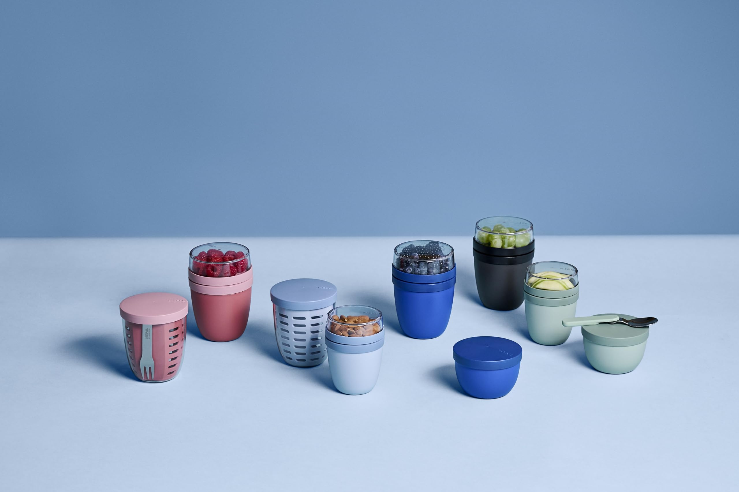 Mepal Lunchpot Ellipse Mini - 2-Compartment Yoghurt & Muesli Container | 420ml Total | Nordic Sage 8