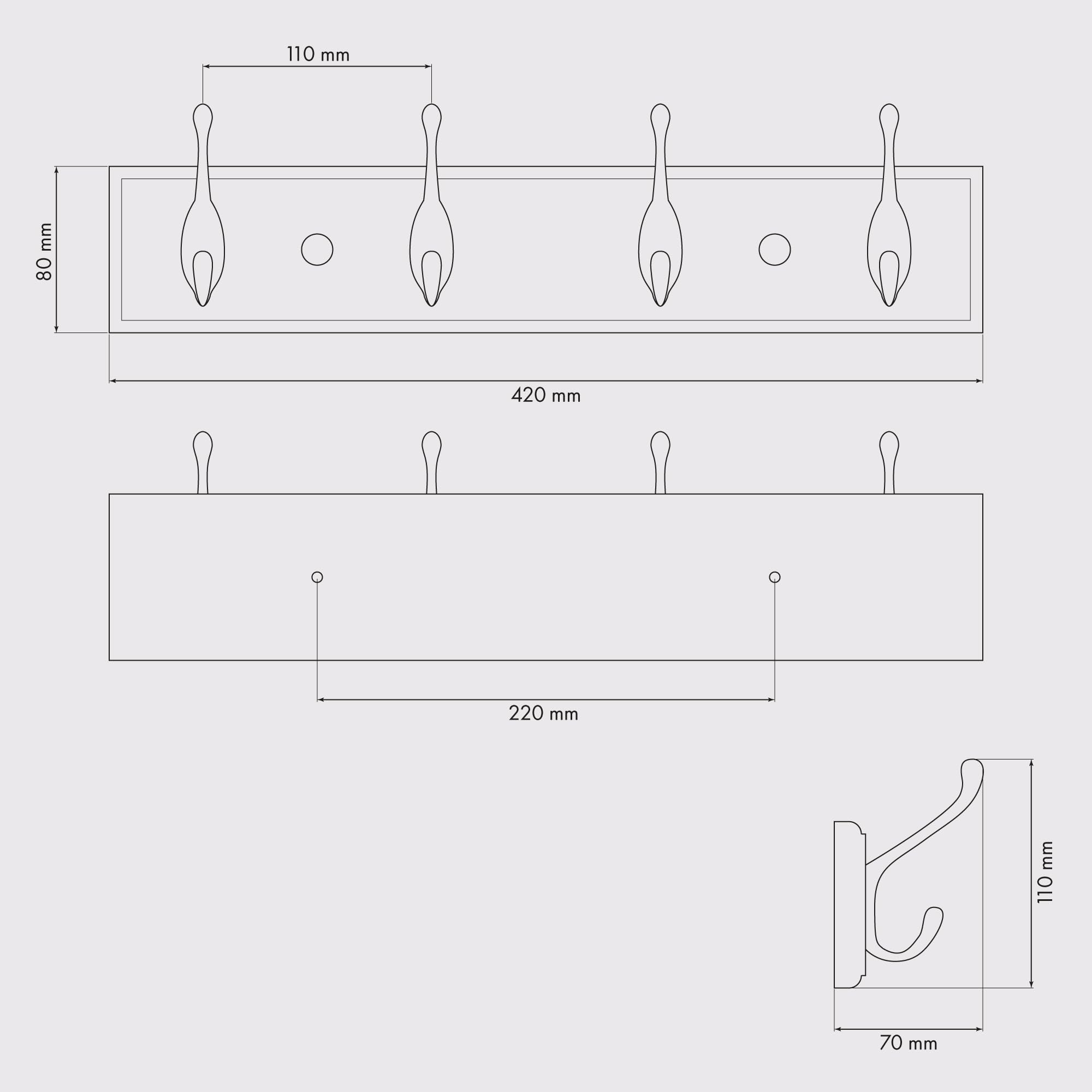 LARHN Wall Coat Rack - 4 Heavy-Duty Hooks | 100% Bamboo Board | White Finish | 42 cm Wide 6