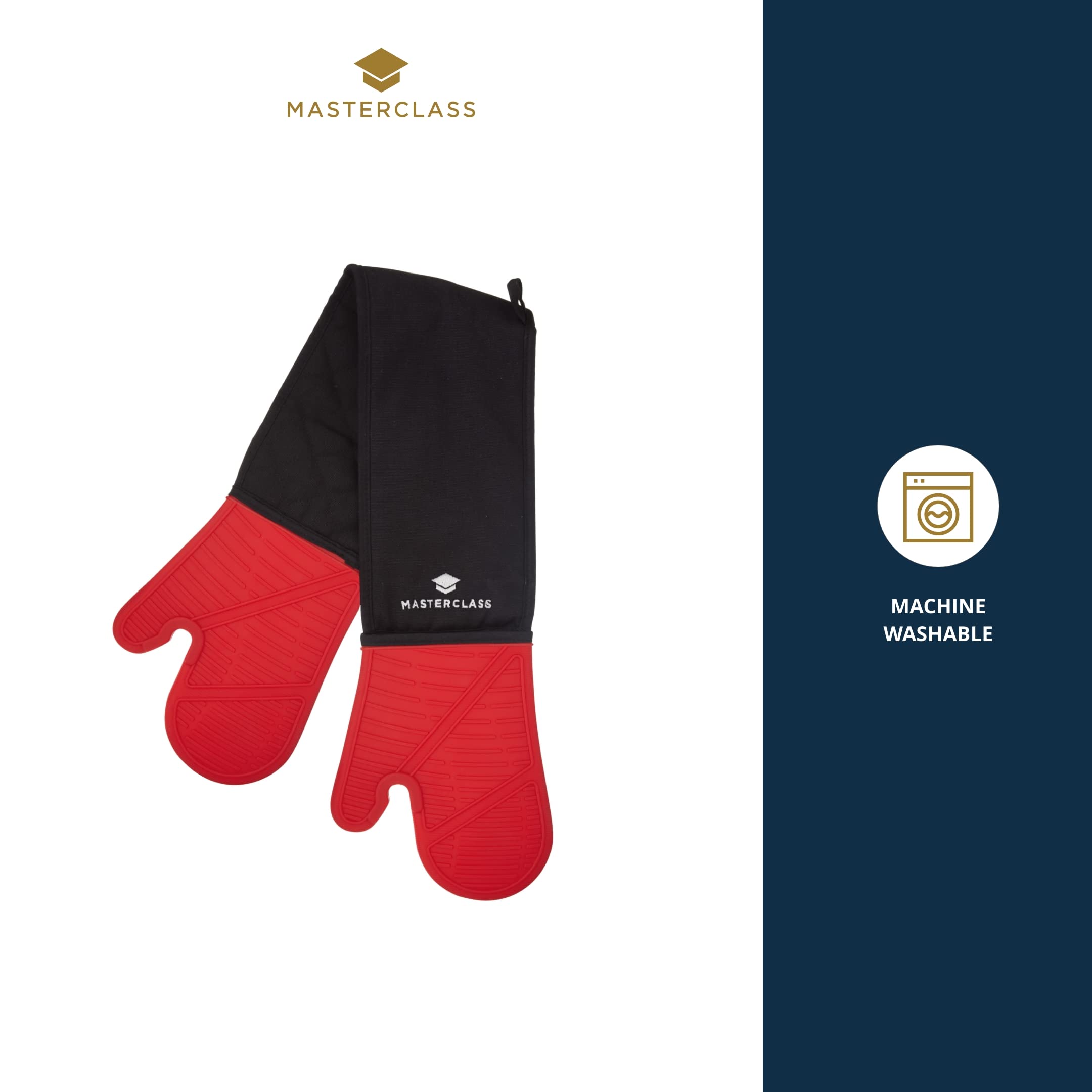 MasterClass Double Oven Glove - Heat Proof to 250°C | Silicone/Cotton | Black/Red 3