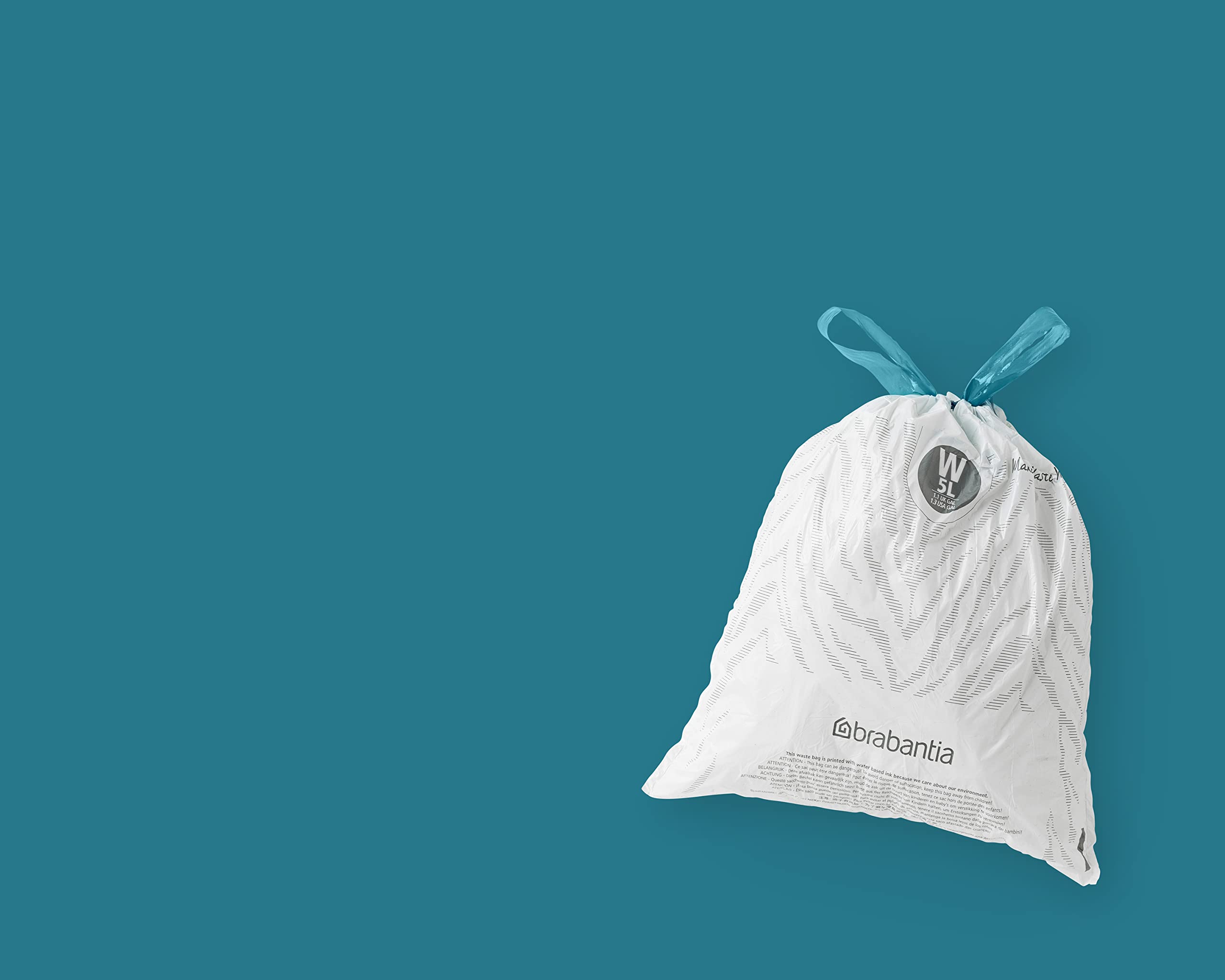 Brabantia PerfectFit Bin Liners - Size W 5L | Tear-Resistant Plastic Bags with Tie Tape | 40 Count, White 9