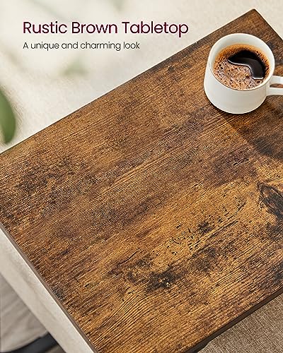 VASAGLE Set of 2 C-Shaped Side Tables - Rustic Brown/Black | 40x30x62 cm | Space Saving 10