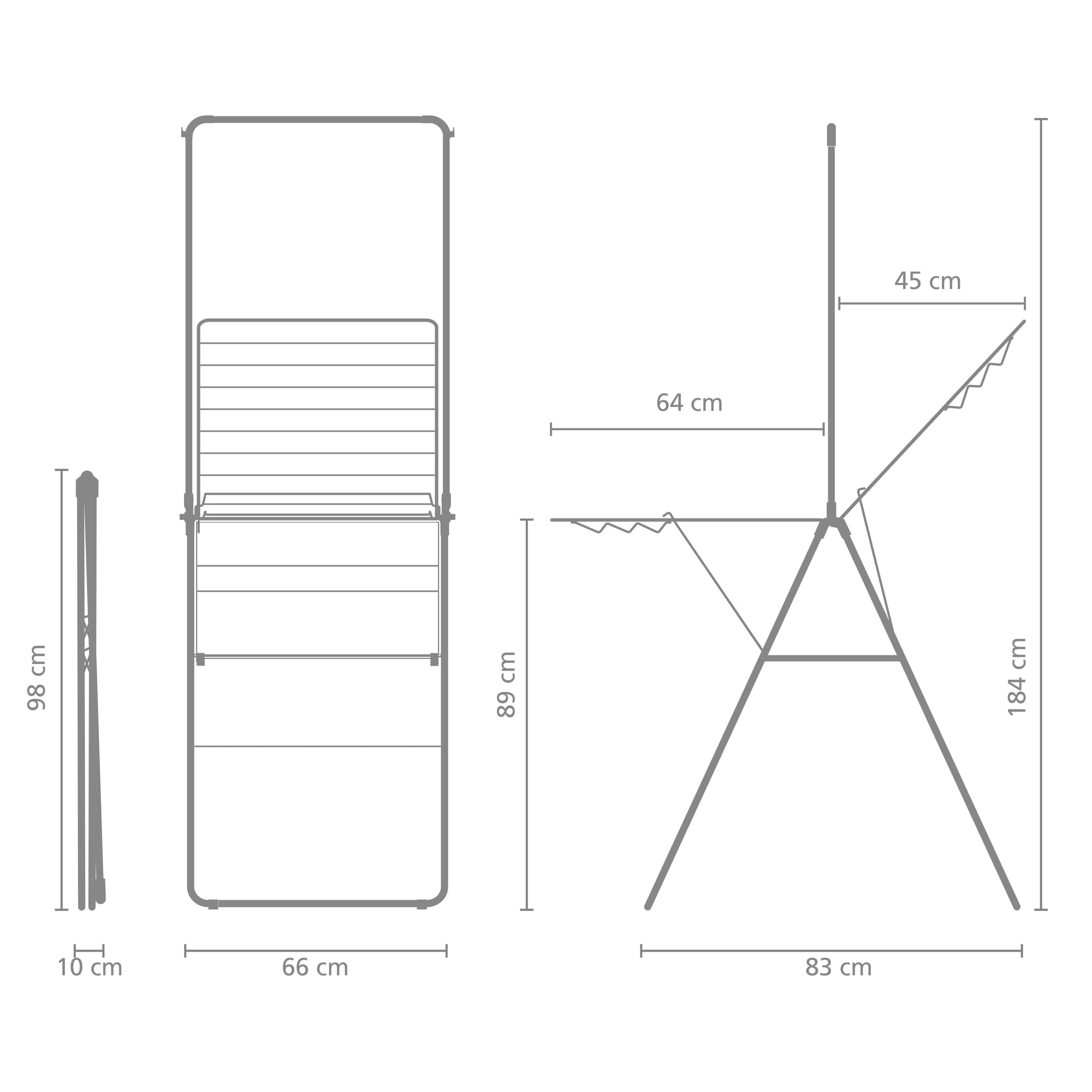 Brabantia HangOn Drying Rack - 20m Drying Space with Rod | Matt Black | Folds Compact 5