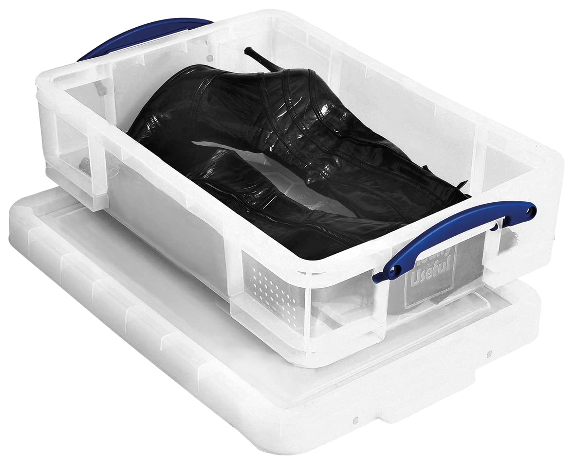 Really Useful Box 24.5L Clear Plastic Storage Boxes with Lid and Handles (4 Pack) 5