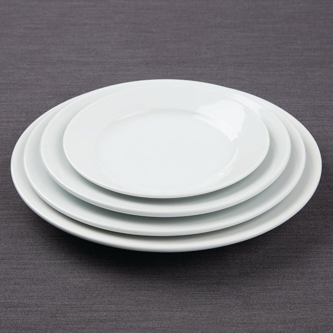Olympia Athena Porcelain Dinner Plates - 228mm (9 inch) Wide Rimmed, White, 12 Pack 7