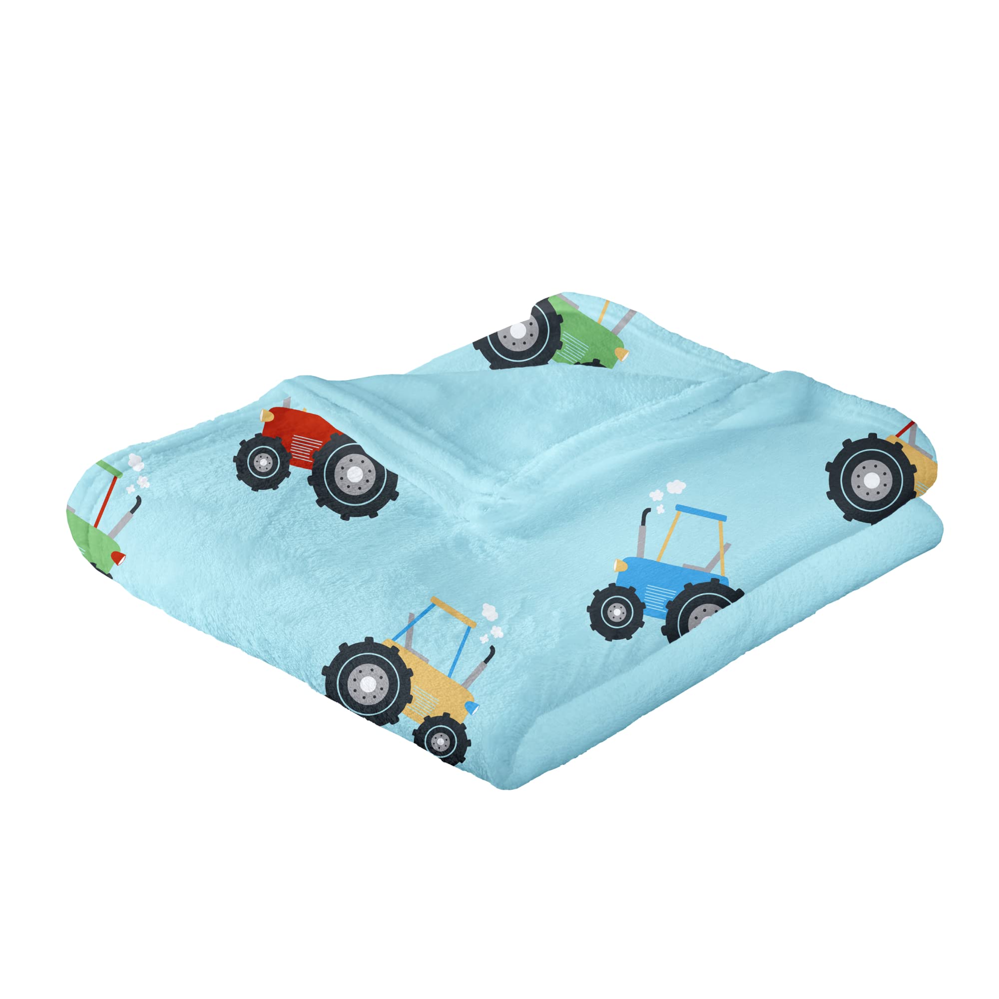 Bedlam Fleece Throw Blanket - Blue Tractor Design | 120 x 150cm | Reversible Polyester 2