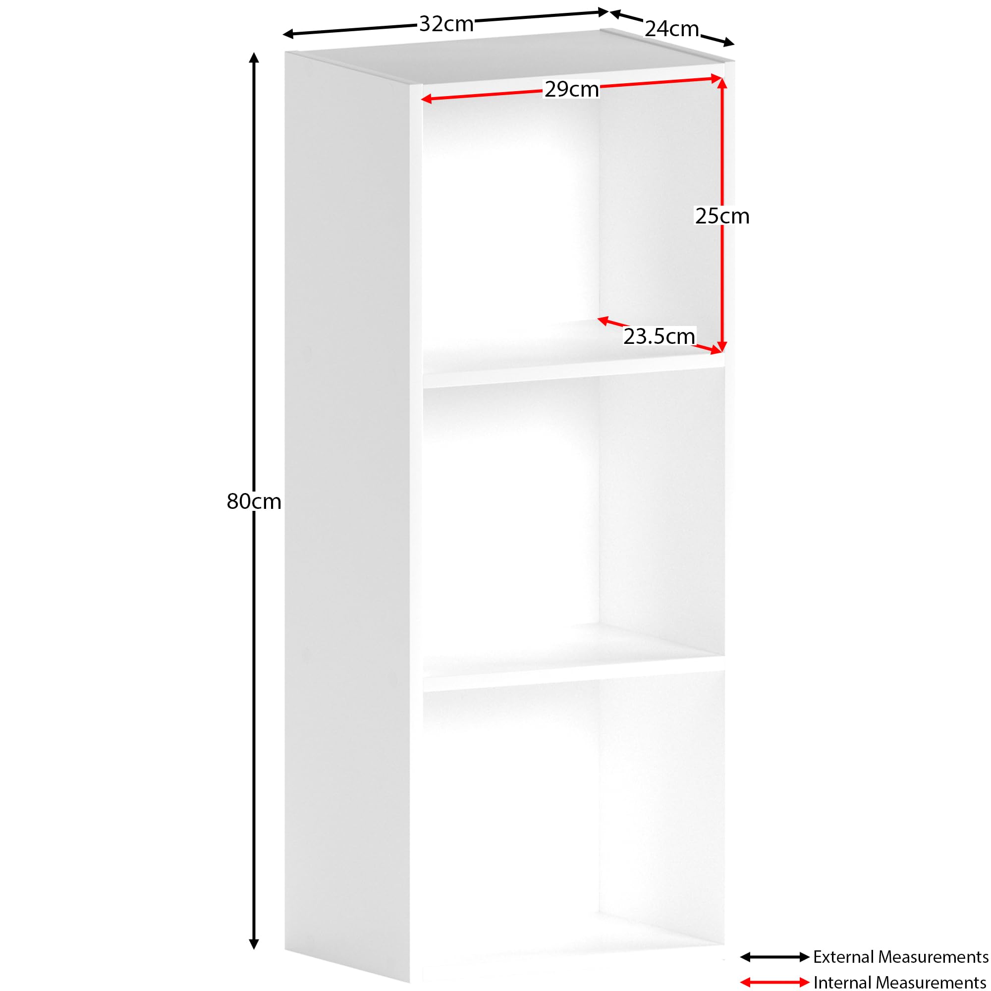 Vida Designs Oxford 3 Tier Cube Bookcase - White Engineered Wood | H 80 x W 32 x D 24 cm 3