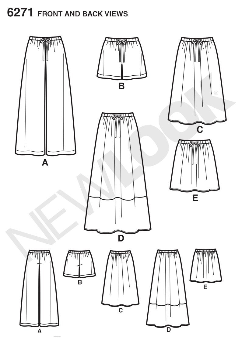 Simplicity New Look Sewing Pattern 6271 - Misses' Skirt (3 Lengths) & Pants/Shorts | Size A (10-22) 3