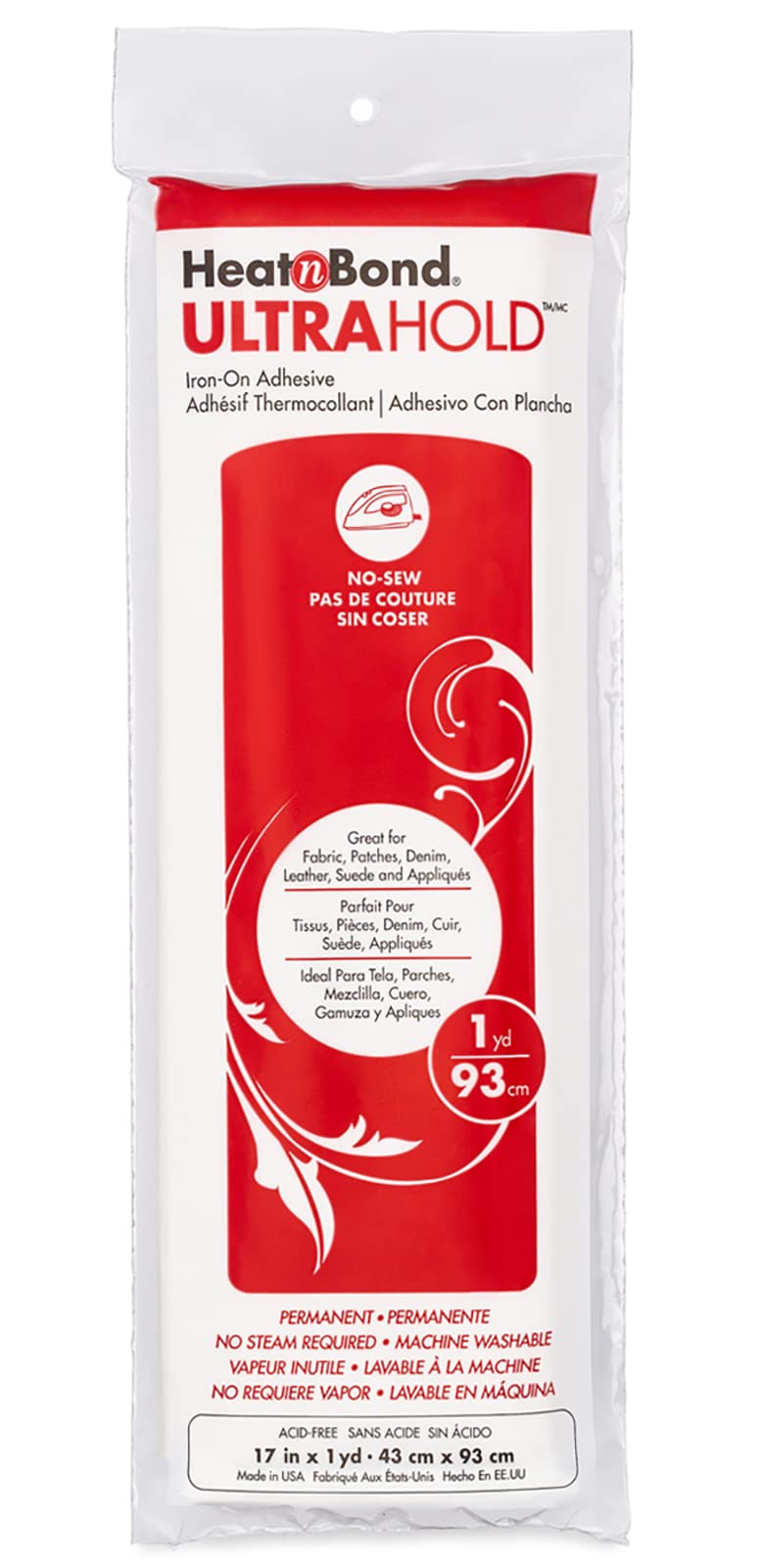 heatnbond UltraHold Iron-On Adhesive - Strong No-Sew Bond | Solid Sheet | White | 1 Pack 1
