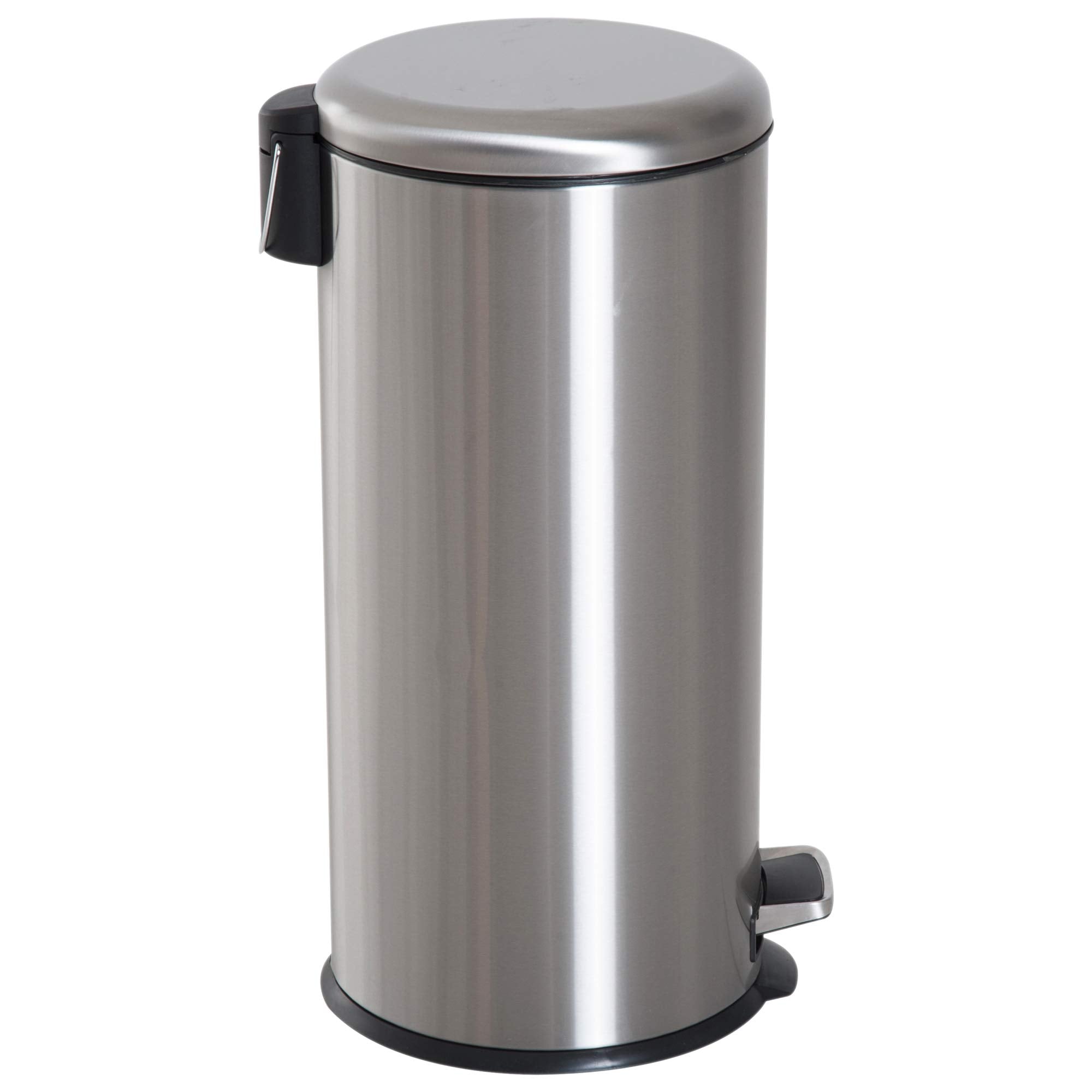 HOMCOM 30L Foot Pedal Bin - Fingerprint Proof Stainless Steel Kitchen Waste Can | Black/Silver