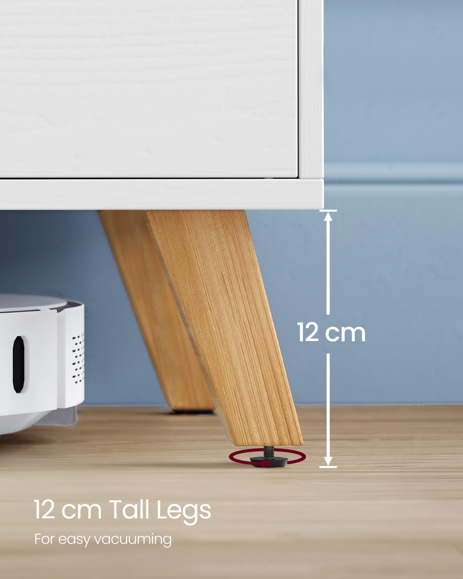 VASAGLE TV Stand - 140 cm Long, White, with 2 Doors & Adjustable Shelves | Engineered Wood 7