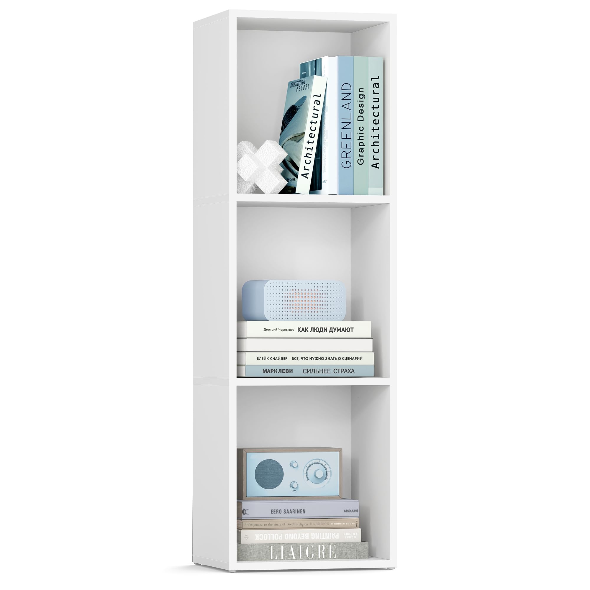VASAGLE CUSTOS Collection Bookshelf - 3-Tier Cube Storage | Cloud White | 24 x 30 x 94.8 cm 1