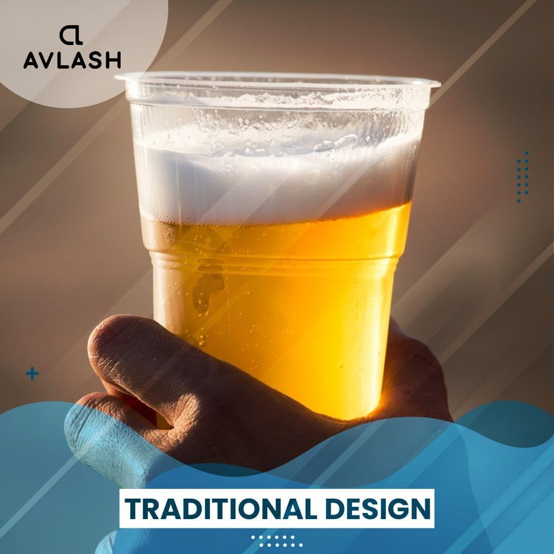 AVLASH Plastic Full Pint Beer Glasses - Disposable, CE Marked | Pack of 50 | 660ml Capacity 5