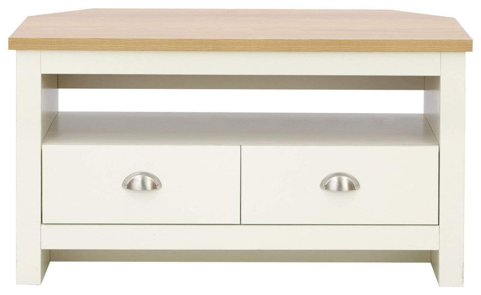 GFW Lancaster Wood Corner TV Cabinet with Shelf & Drawers | Cream Finish | H 51cm x W 95cm 4