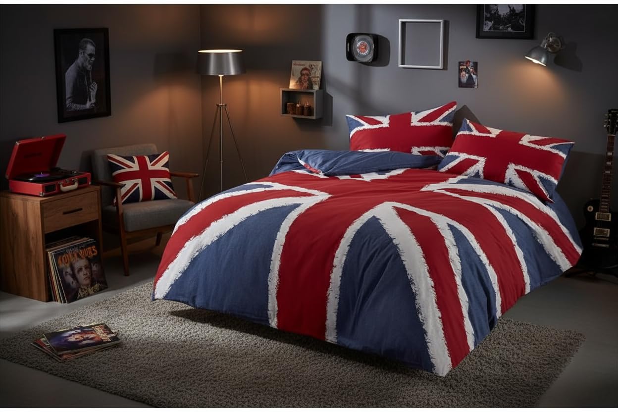 Rapport Home Union Jack Double Duvet Cover Set | 50% Cotton/50% Polyester | Red, White, Blue 1