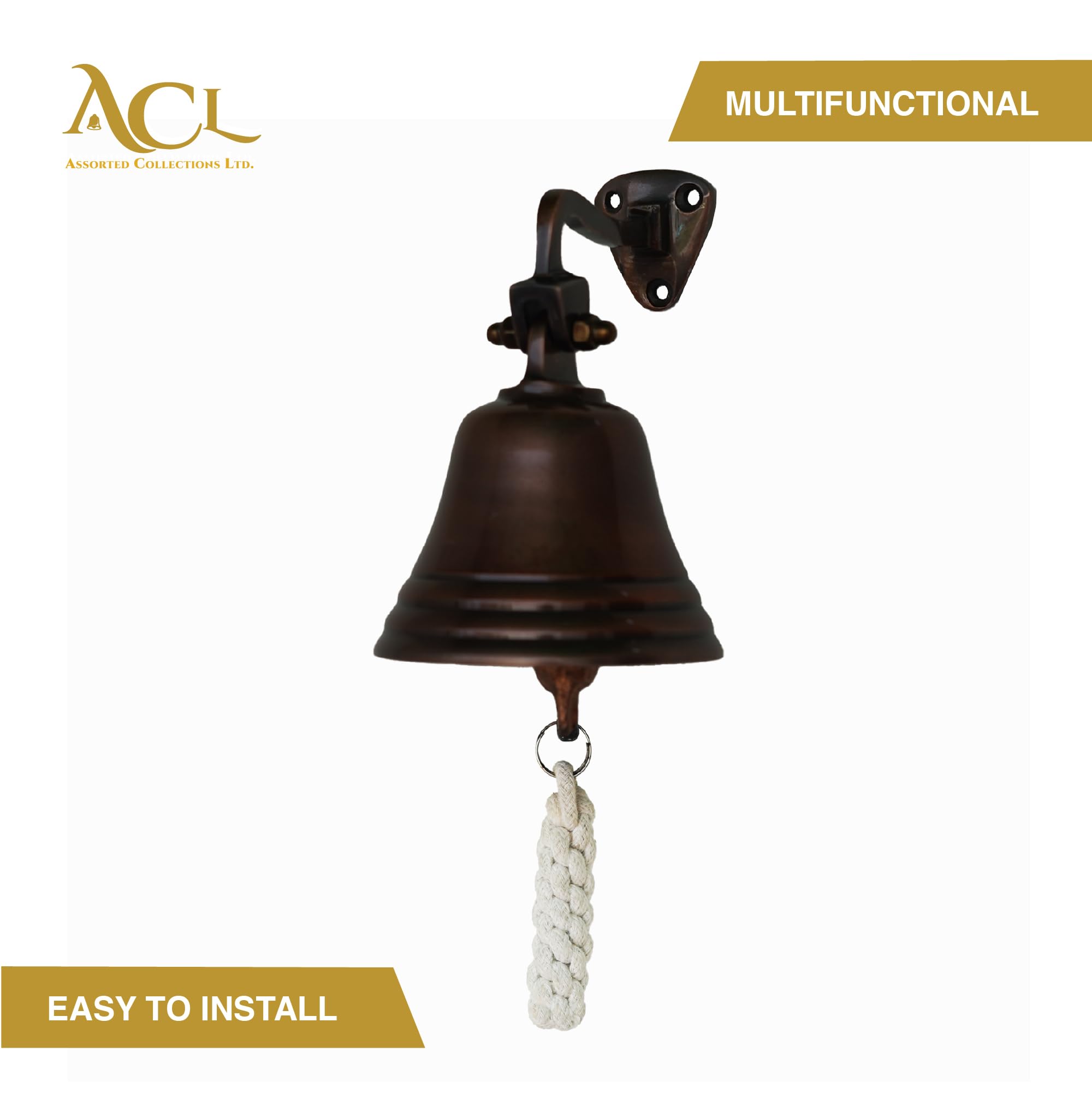 Assorted Collections Wall Mounted Bell - 4 Inch Size | Copper Color | Aluminium 4