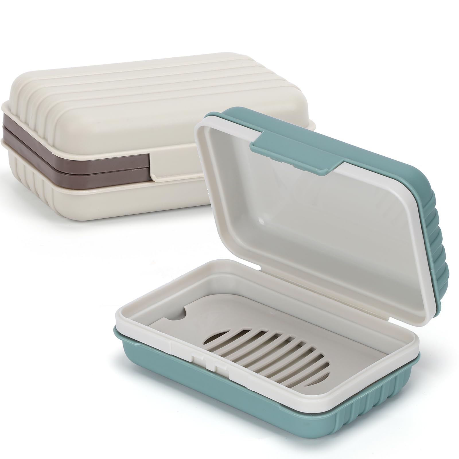Alyvisun 2 Pcs Travel Soap Case with Lid - Leakproof Design | Removable Draining Board | PP Material