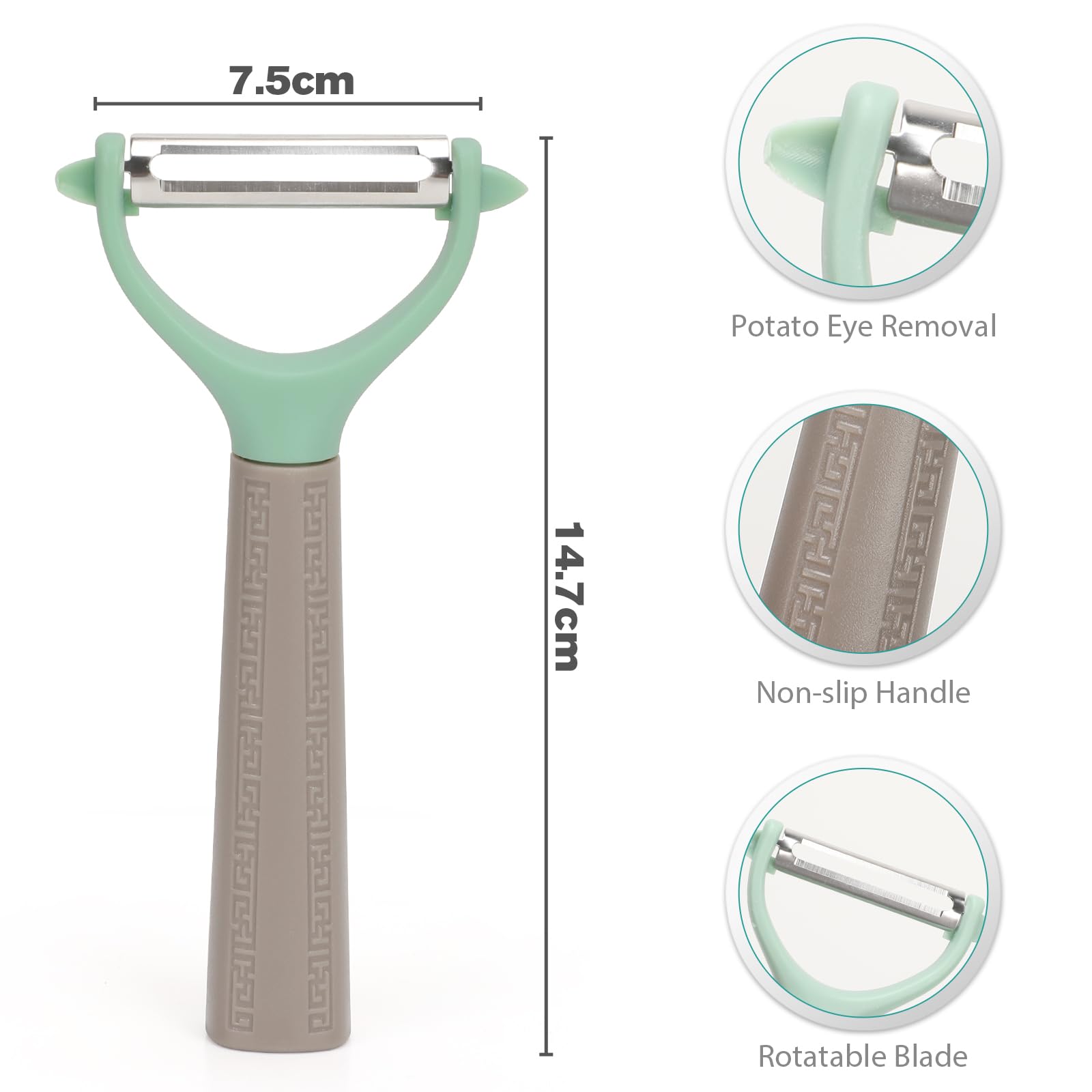 Euqvunn 2-Piece Y-Shaped Vegetable Peeler Set | 420 Stainless Steel Blade | Ergonomic Non-Slip Grip 7