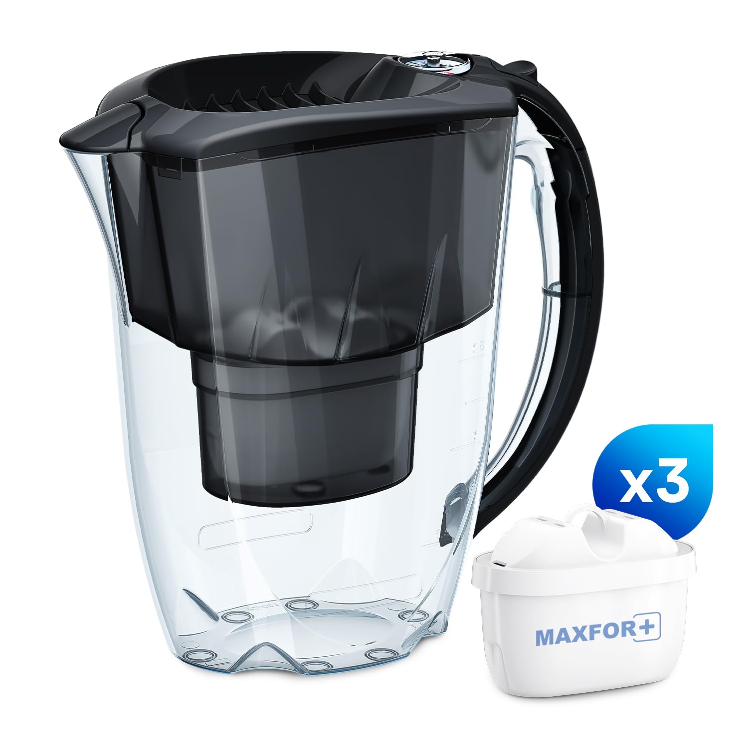 AQUAPHOR Amethyst Water Filter Jug - Reduces Lime, Chlorine & Heavy Metals | 2.8L Capacity | Includes 3 Maxfor+ Cartridges