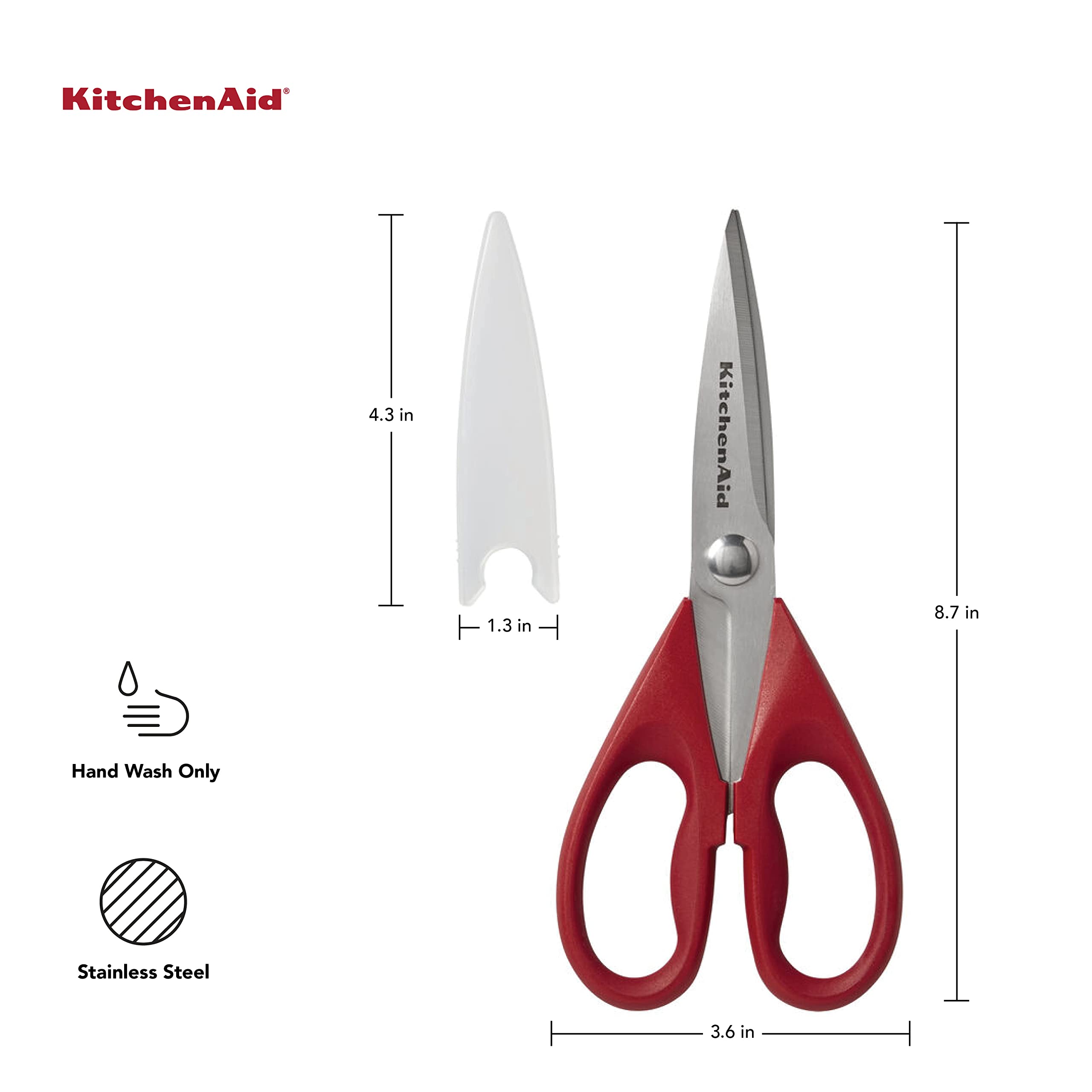KitchenAid All Purpose Shears KE351OHERA - Stainless Steel Blades | Comfort Grip Handle | Red/Black 2