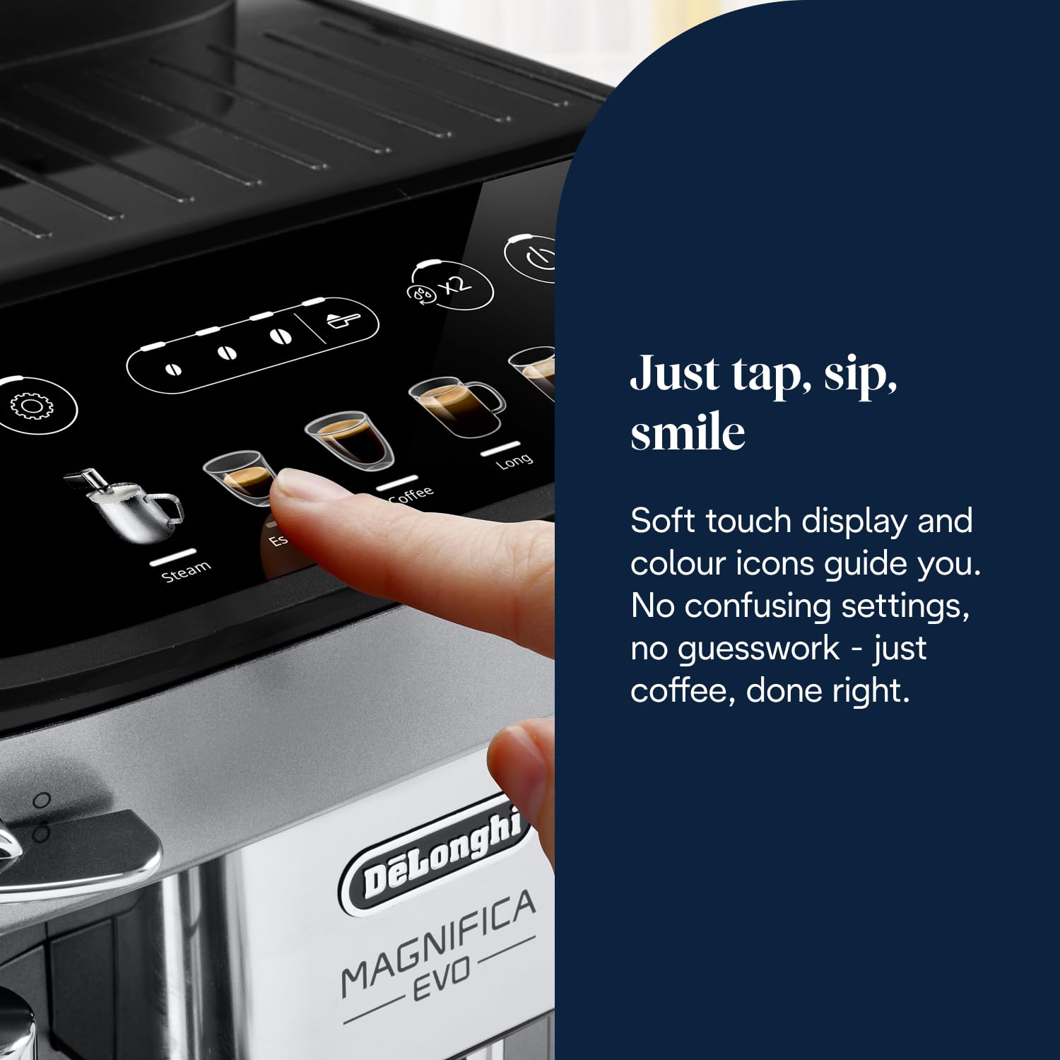 De'Longhi Magnifica Evo Bean-to-Cup Coffee Machine - ECAM292.33.SB | Silver | 5 Drinks 5