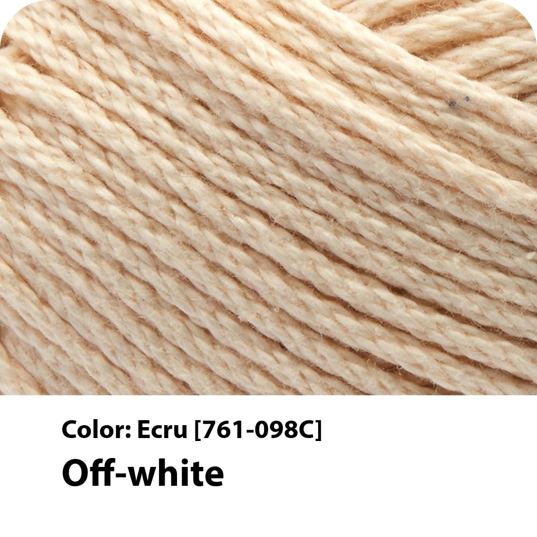Lion Brand Yarn 24/7 Cotton Yarn - Worsted Weight Mercerized Cotton | Ecru | 3.5 oz (100g) 2