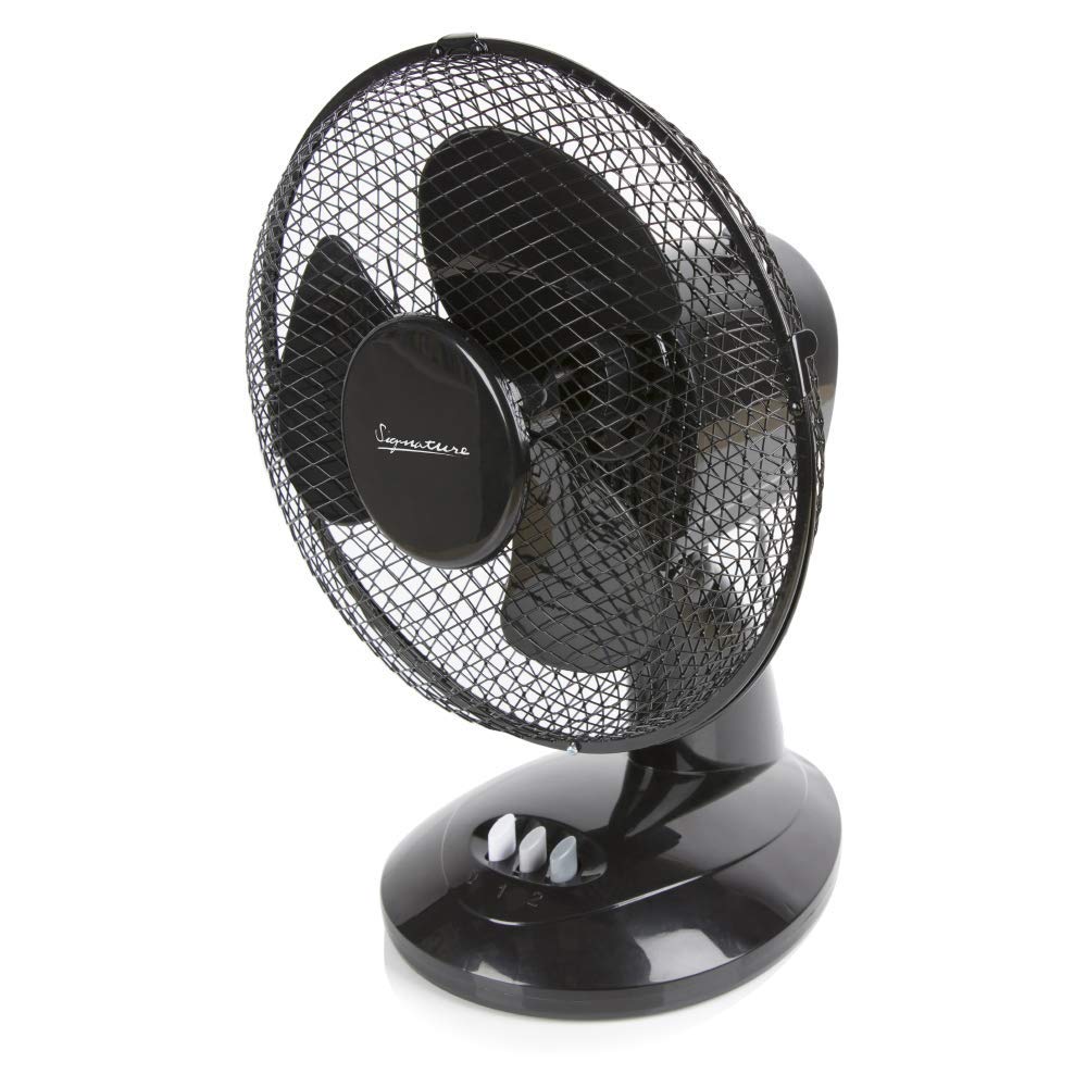 Signature S40008B 9” Desk Fan - 2 Speed Oscillation | Adjustable Tilt | Black Plastic 5