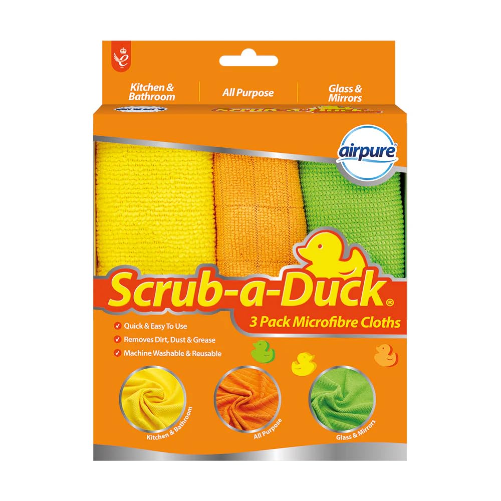 airpure Scrub-a-Duck Microfibre Cleaning Cloths - 3 Pack | Reusable & Machine Washable 1