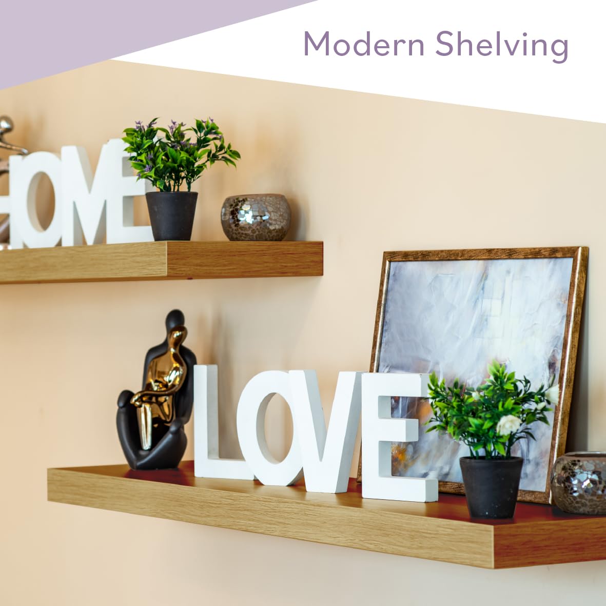 Anika Floating Shelf - Oak Effect | 120cm Length | 3.8cm Thick Hollowboard | Max Load 15KG 6