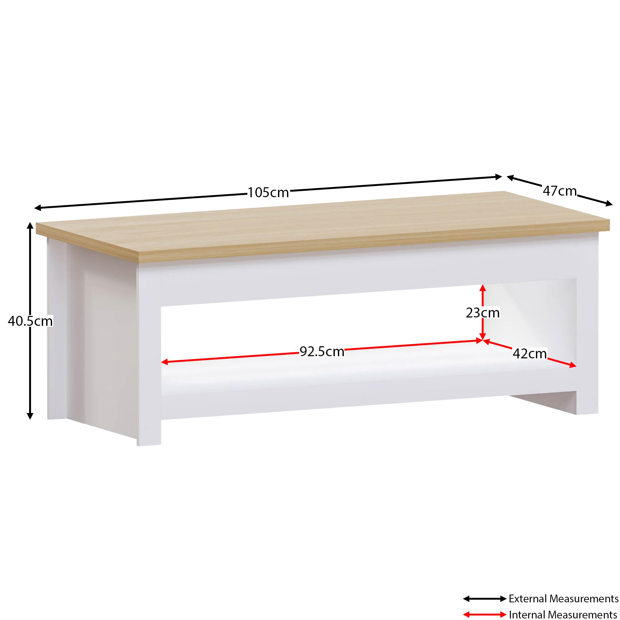 Vida Designs Arlington Coffee Table - Modern Design | 1 Shelf Storage | White & Oak Finish | 105cm Wide 3