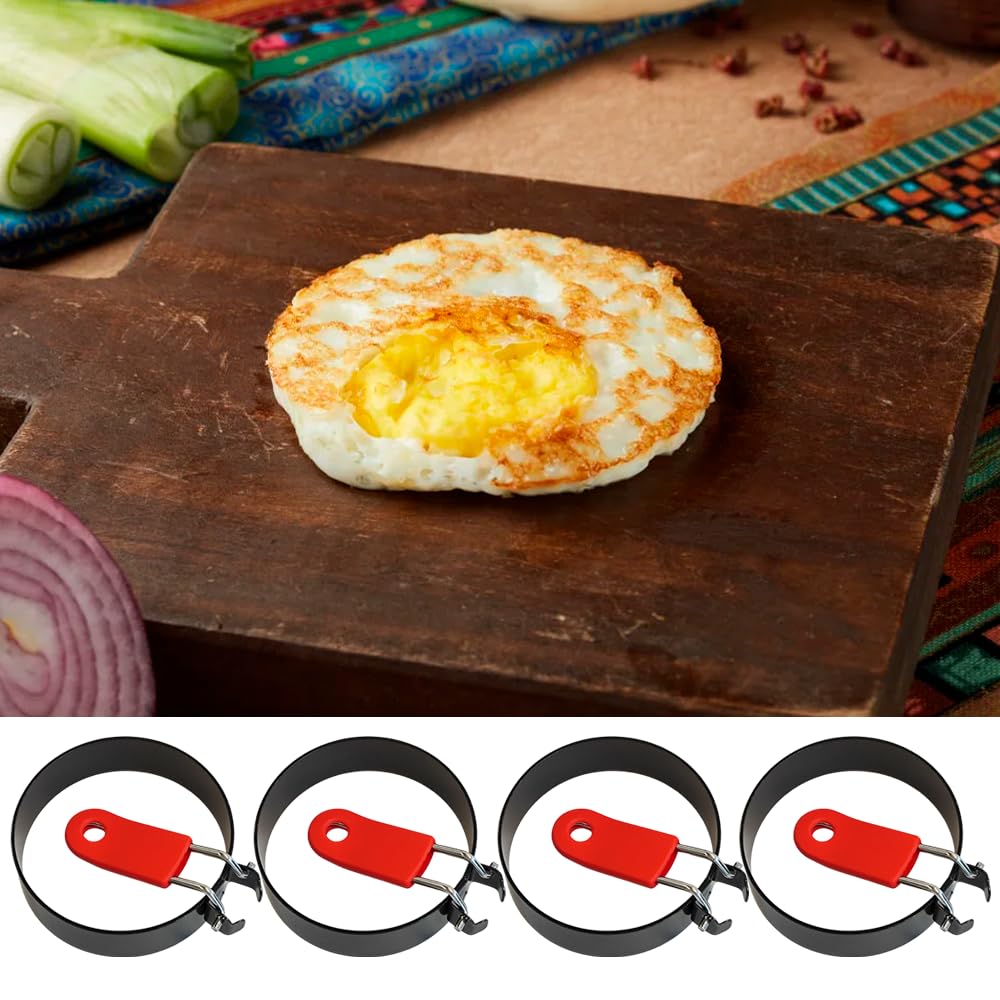 Armo Home 4-Piece Stainless Steel Non-Stick Egg Poacher Rings for Burgers and Breakfast Sandwiches 3