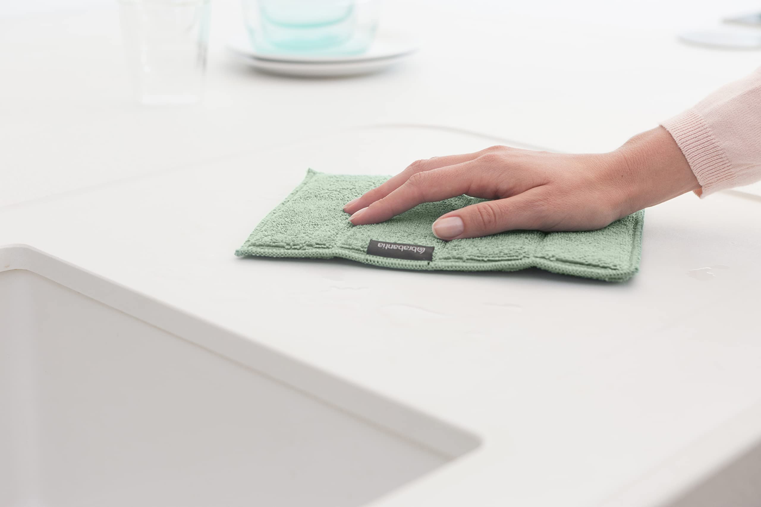 Brabantia Sinkside Microfibre Cleaning Pads - Set of 3 | 16 x 22 cm | Jade Green 3
