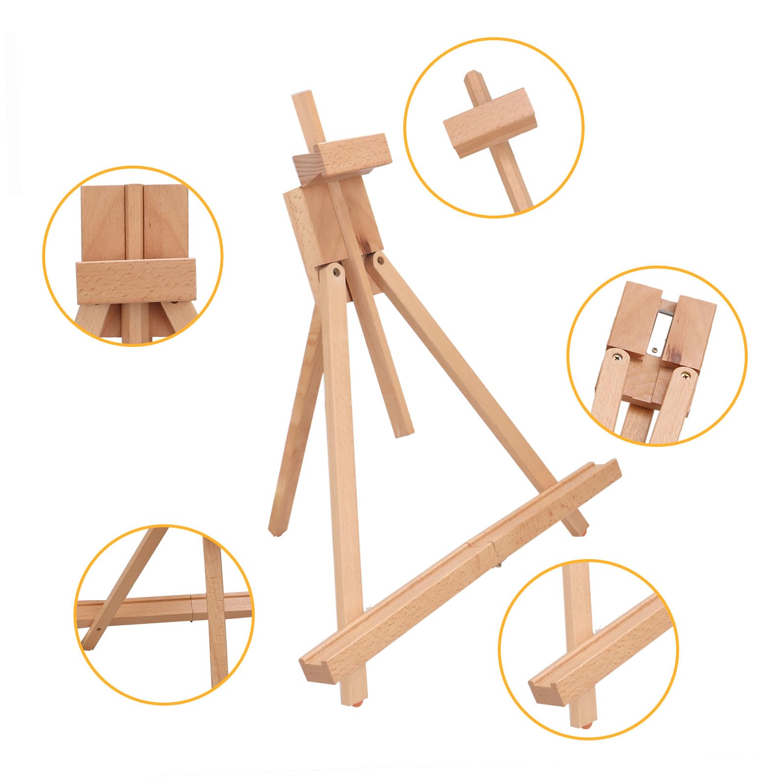 ASelected Wooden Tabletop Easel - 45cm Adjustable Height | Beech Wood | Foldable Design 5