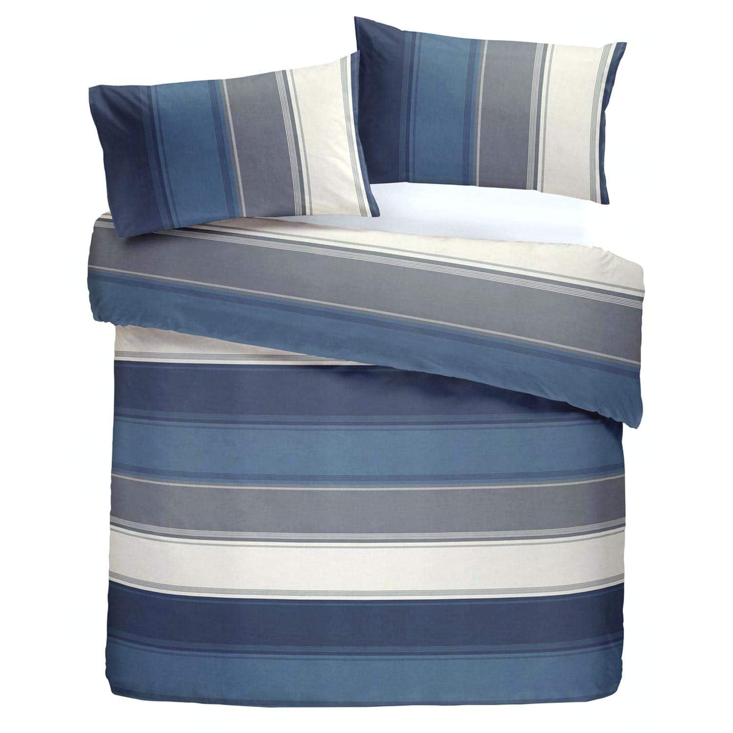 Fusion Betley Classic Wide Stripe Duvet Cover Set | Single Size | 52% Polyester 48% Cotton | Blue Stripe 1