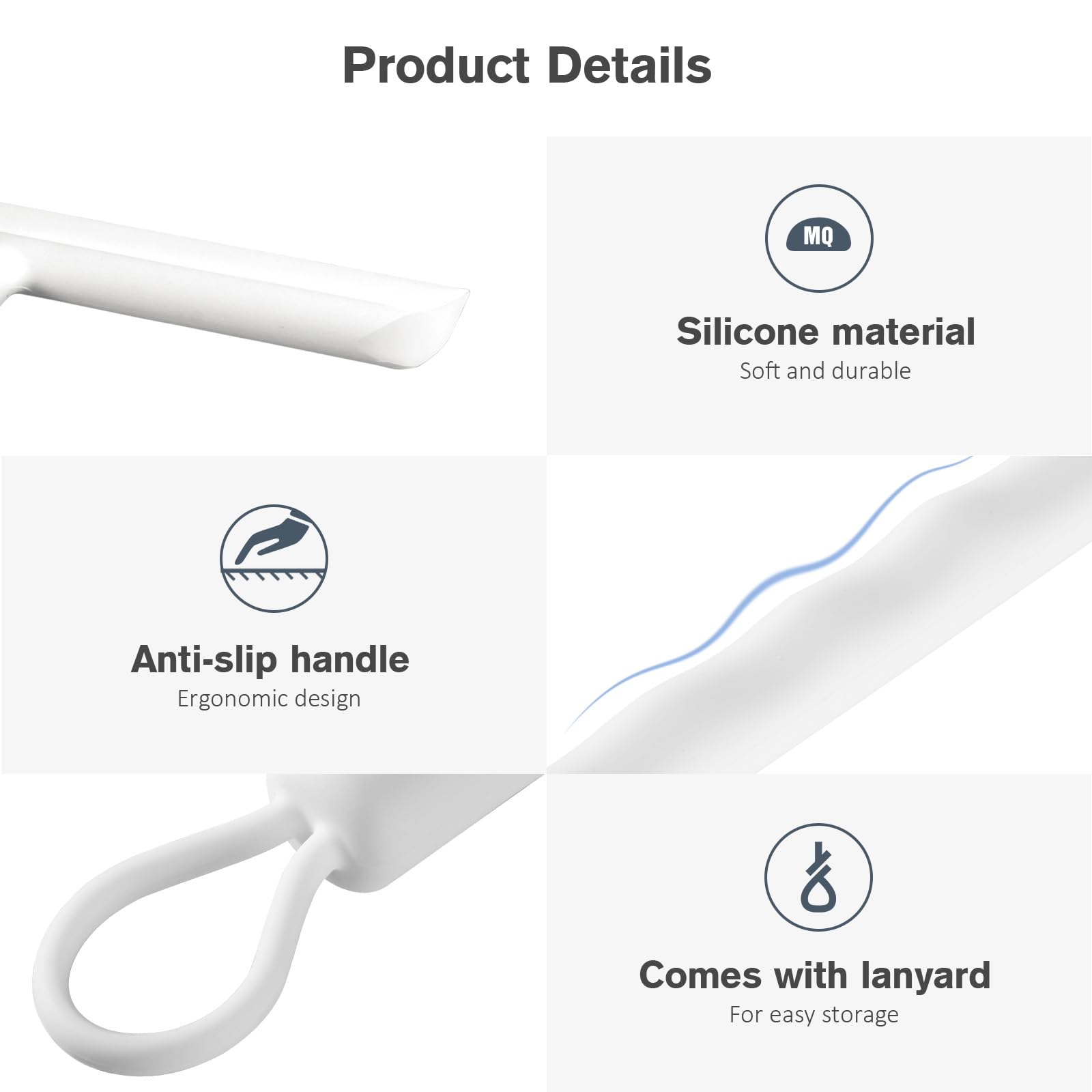 Vinabo Silicone Shower Squeegee for Glass Cleaning | 21cm Blade | White 3