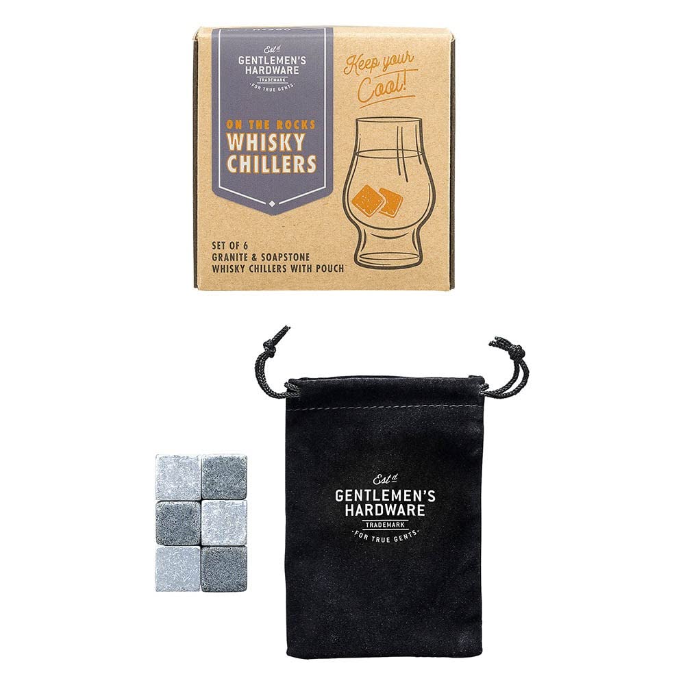 Gentlemen's Hardware Whisky Stones Gift Set | 6 Granite & Soapstone Chillers | Reusable 4
