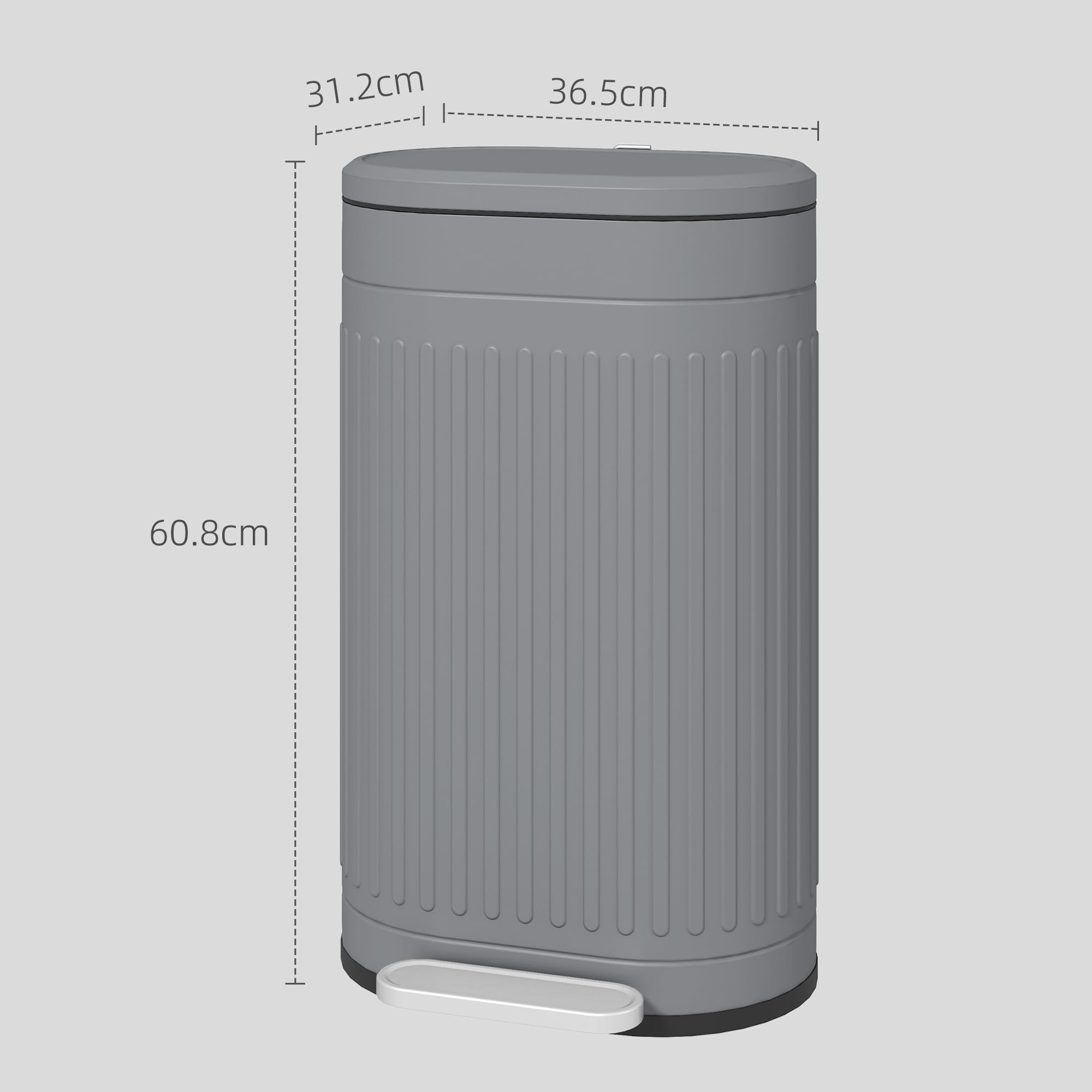 HOMCOM 30L Pedal Bin - Fingerprint-Proof Metal Kitchen Trash Can with Soft-Close Lid 7