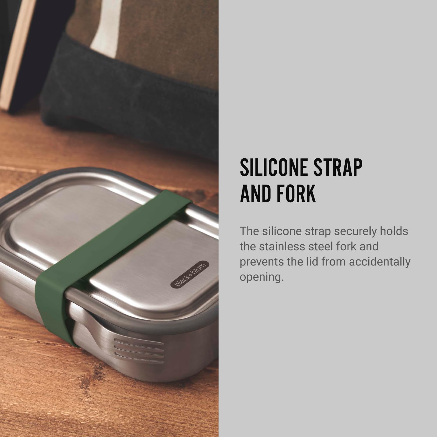 BLACK + BLUM Stainless Steel Lunch Box - Leak Proof 3-in-1 Bento Box with Divider | Olive 8