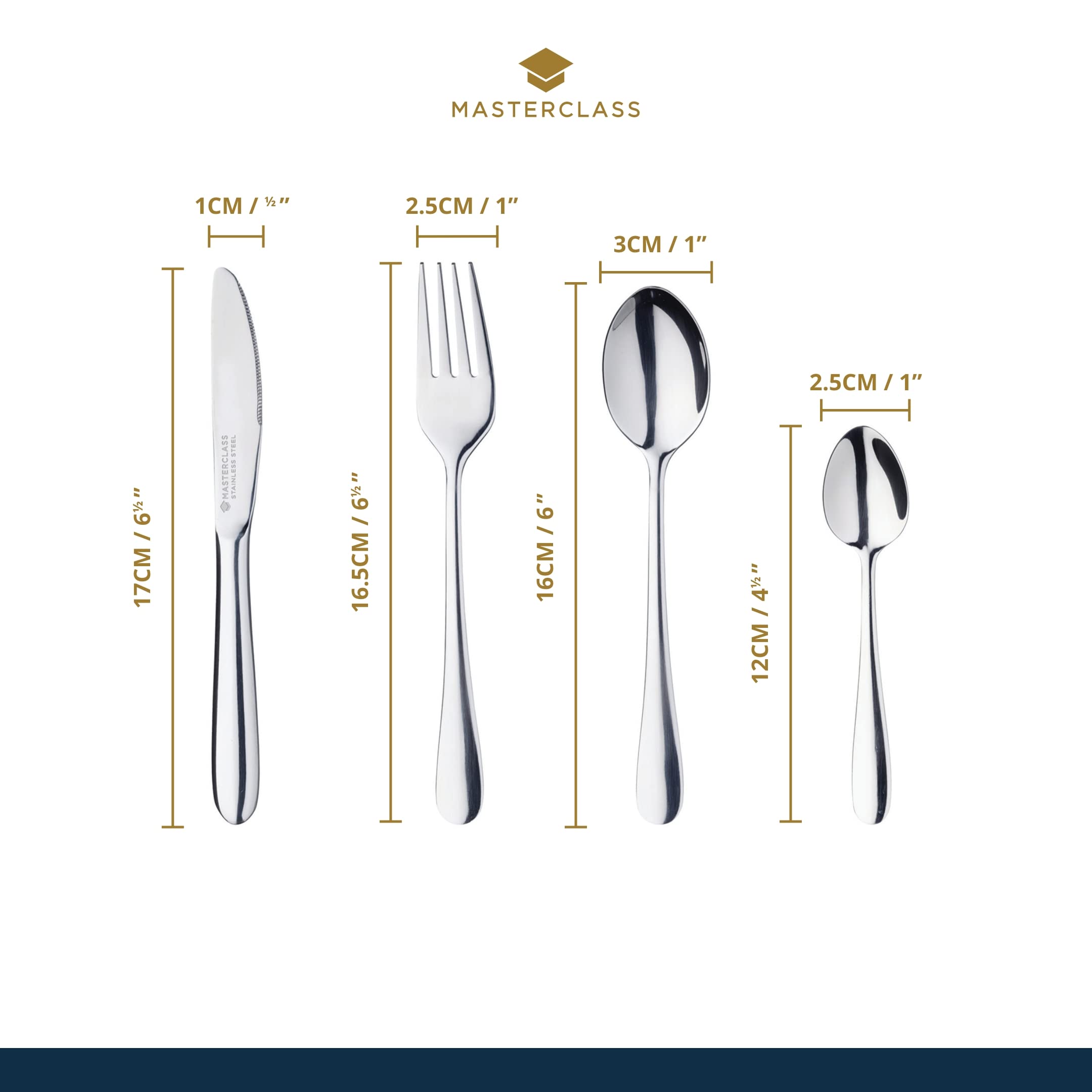 MasterClass Stainless Steel Children's Cutlery Set - 4-Piece, Silver | Rust Resistant