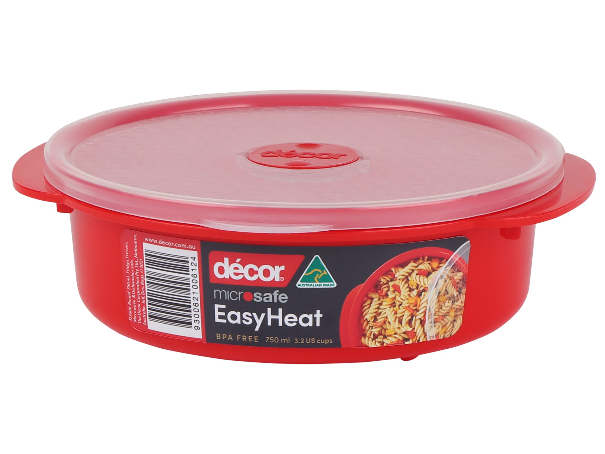 Décor Microsafe Round Food Container - 750ml Capacity | Microwave, Freezer, Dishwasher Safe