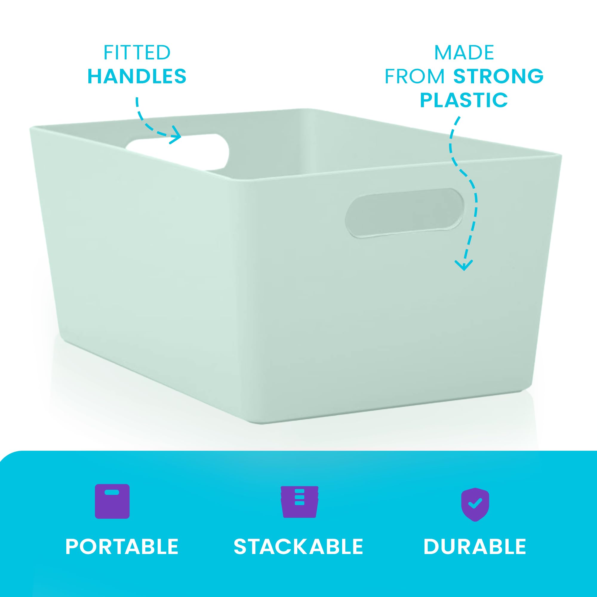 Niftii 5-Pack Plastic Shelf Baskets with Handles | 3.9L Capacity | Sage | Modern Style 6