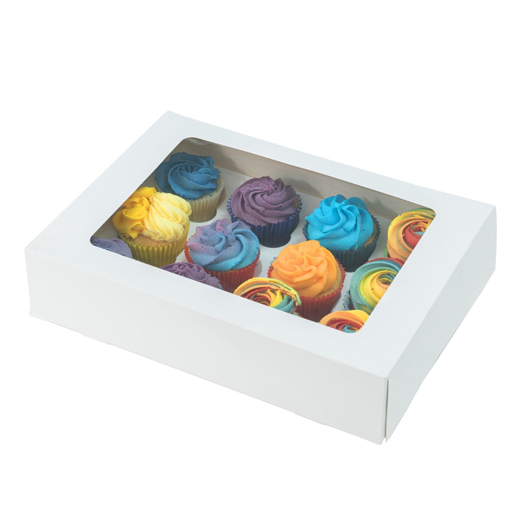 Culpitt 12 Hole Cupcake Boxes - 5 Pack White Card Carrier with Clear Window | Sturdy Design 5