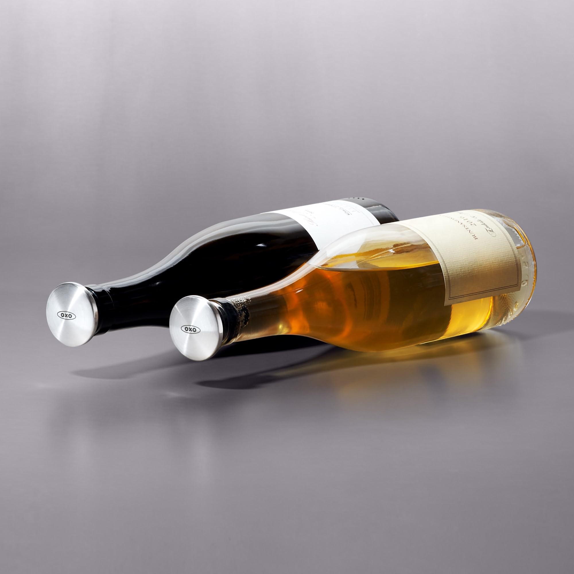 OXO Steel Spillproof Wine Stopper Set - Silicone Seal | Compact Storage | 2 Pack 6