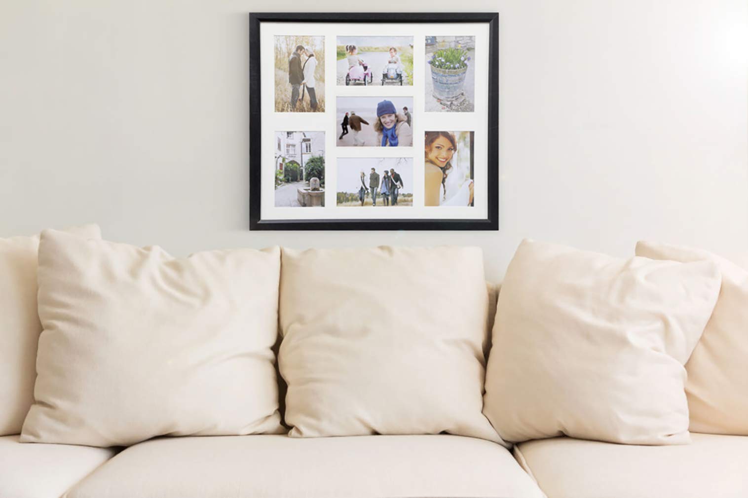 ARPAN Multi Aperture MDF Photo Frame - Holds 7 Photos 6'x4' | Black | Wall Mount Ready 2